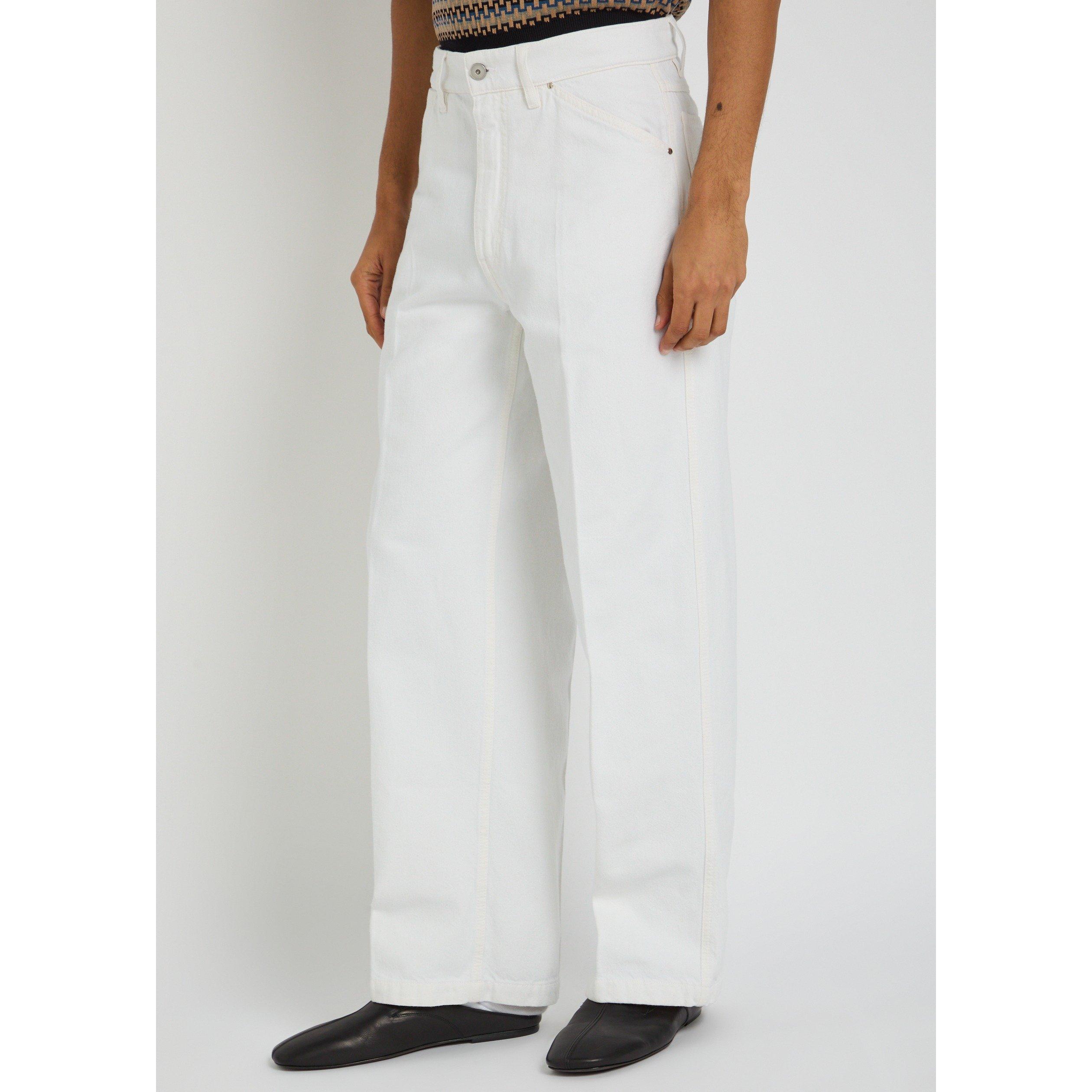 WHITE - Lemaire - Men's Cotton Mid-Rise Wide-Leg Jeans - 2