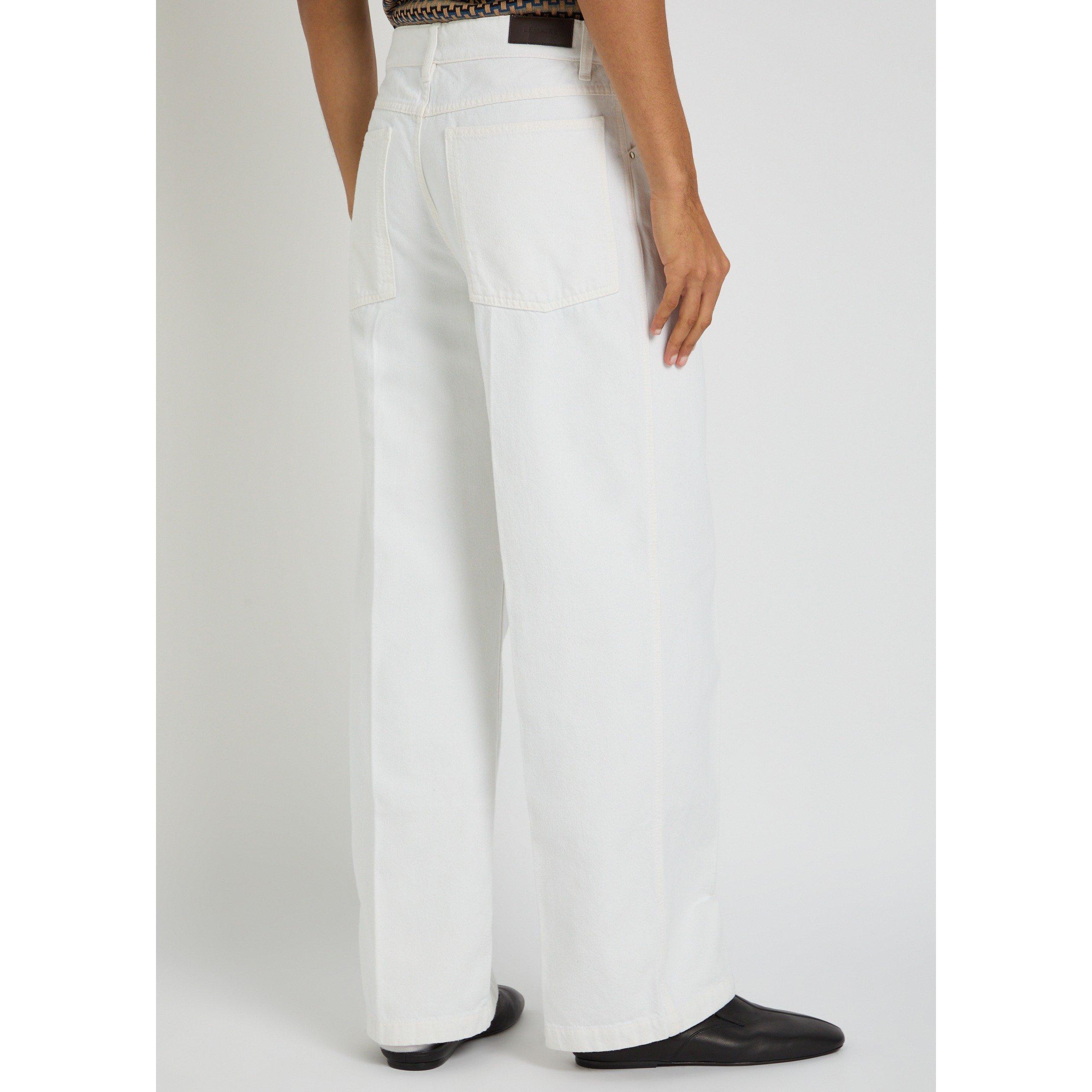 WHITE - Lemaire - Men's Cotton Mid-Rise Wide-Leg Jeans - 3