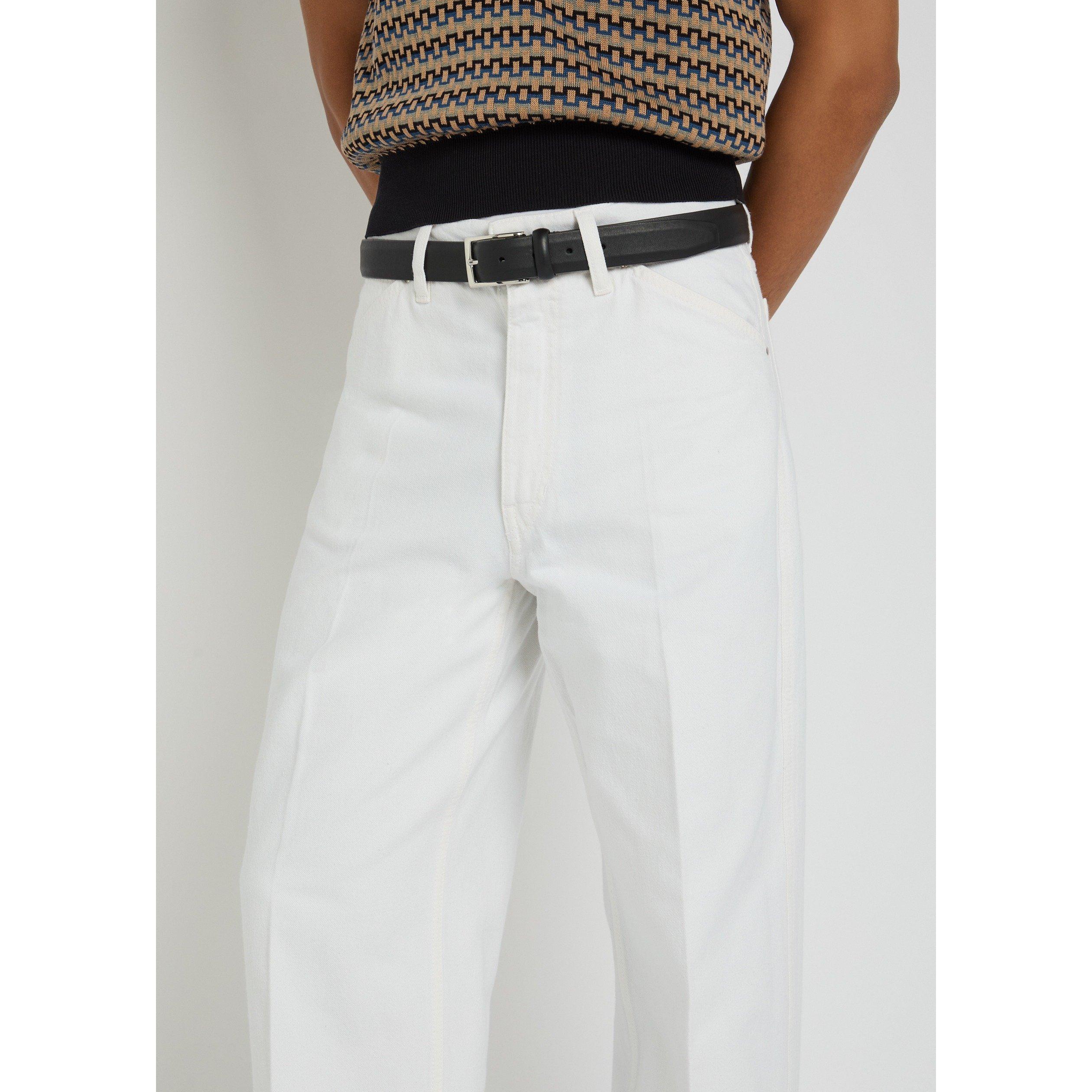 WHITE - Lemaire - Men's Cotton Mid-Rise Wide-Leg Jeans - 4
