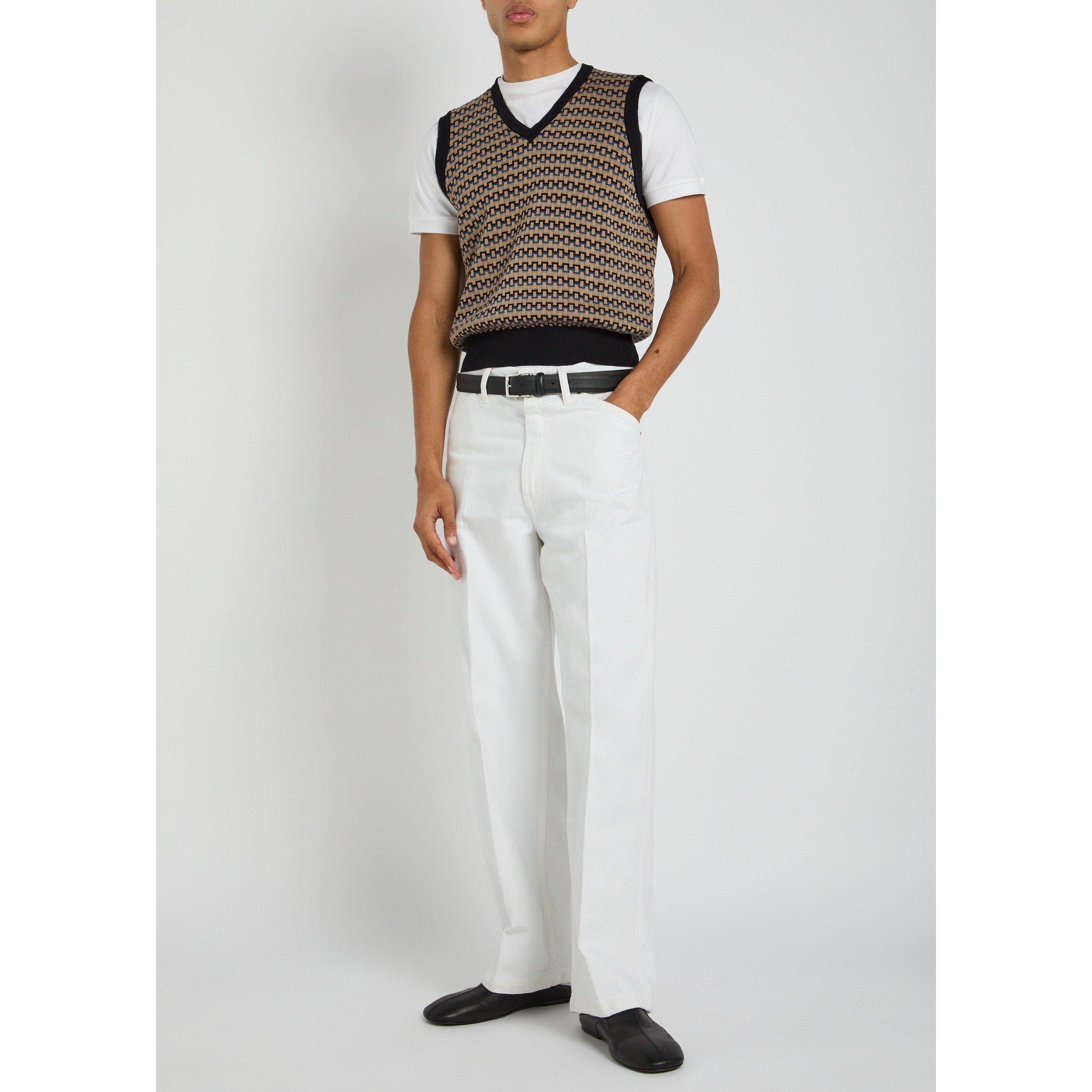 WHITE - Lemaire - Men's Cotton Mid-Rise Wide-Leg Jeans - 5