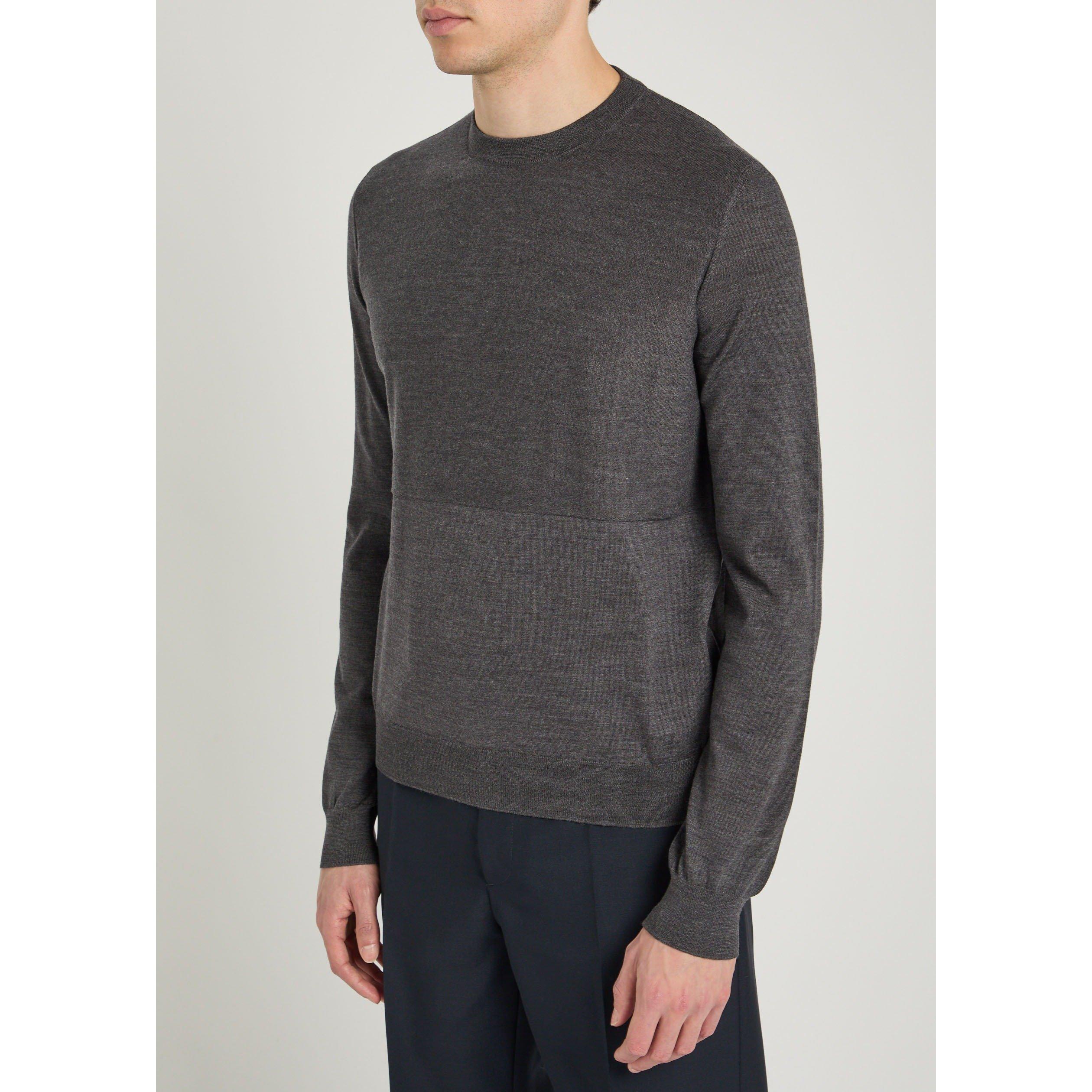 BLUE - Jil Sander - Men's Wool Long-Sleeve Crew-Neck Jumper - 2