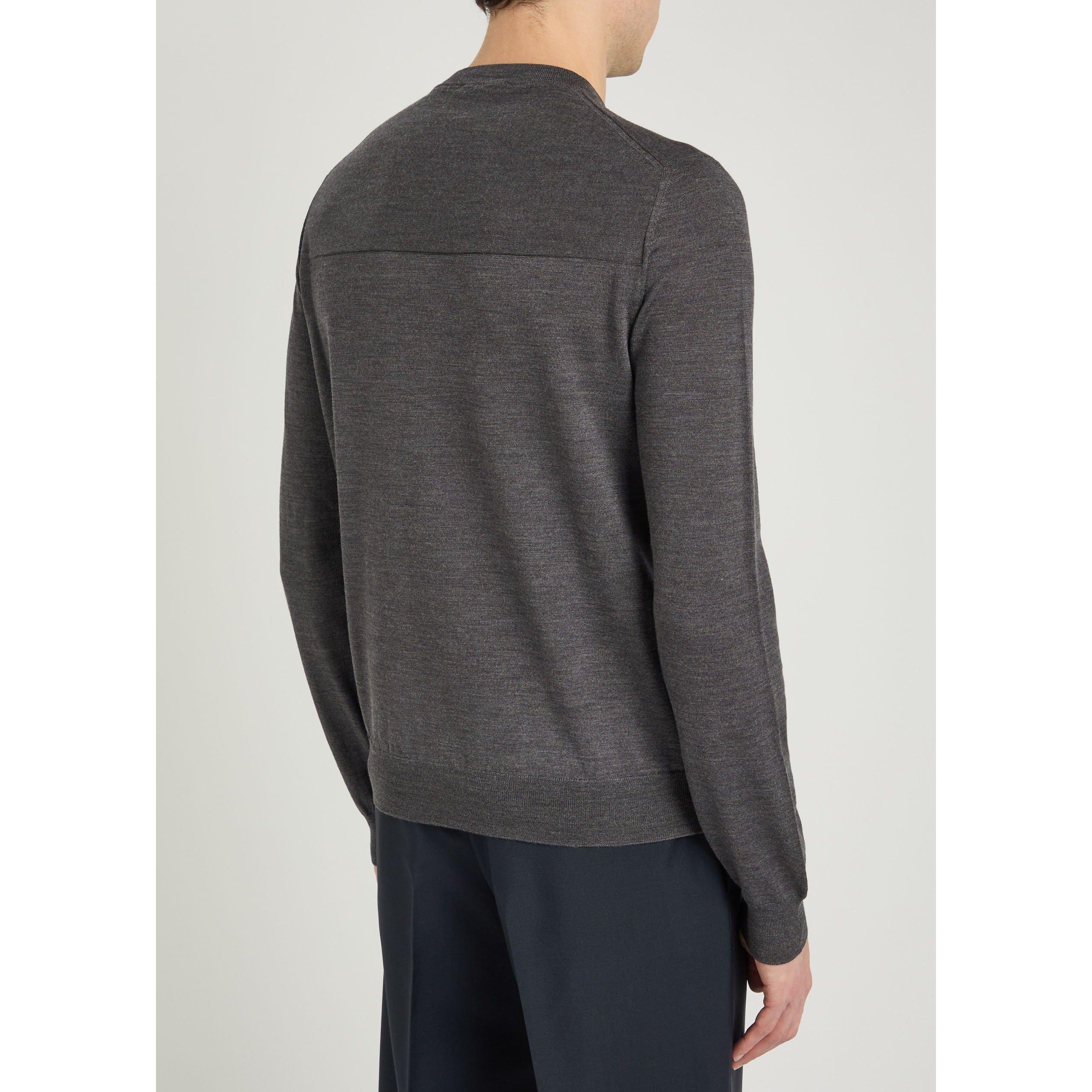 BLUE - Jil Sander - Men's Wool Long-Sleeve Crew-Neck Jumper - 3