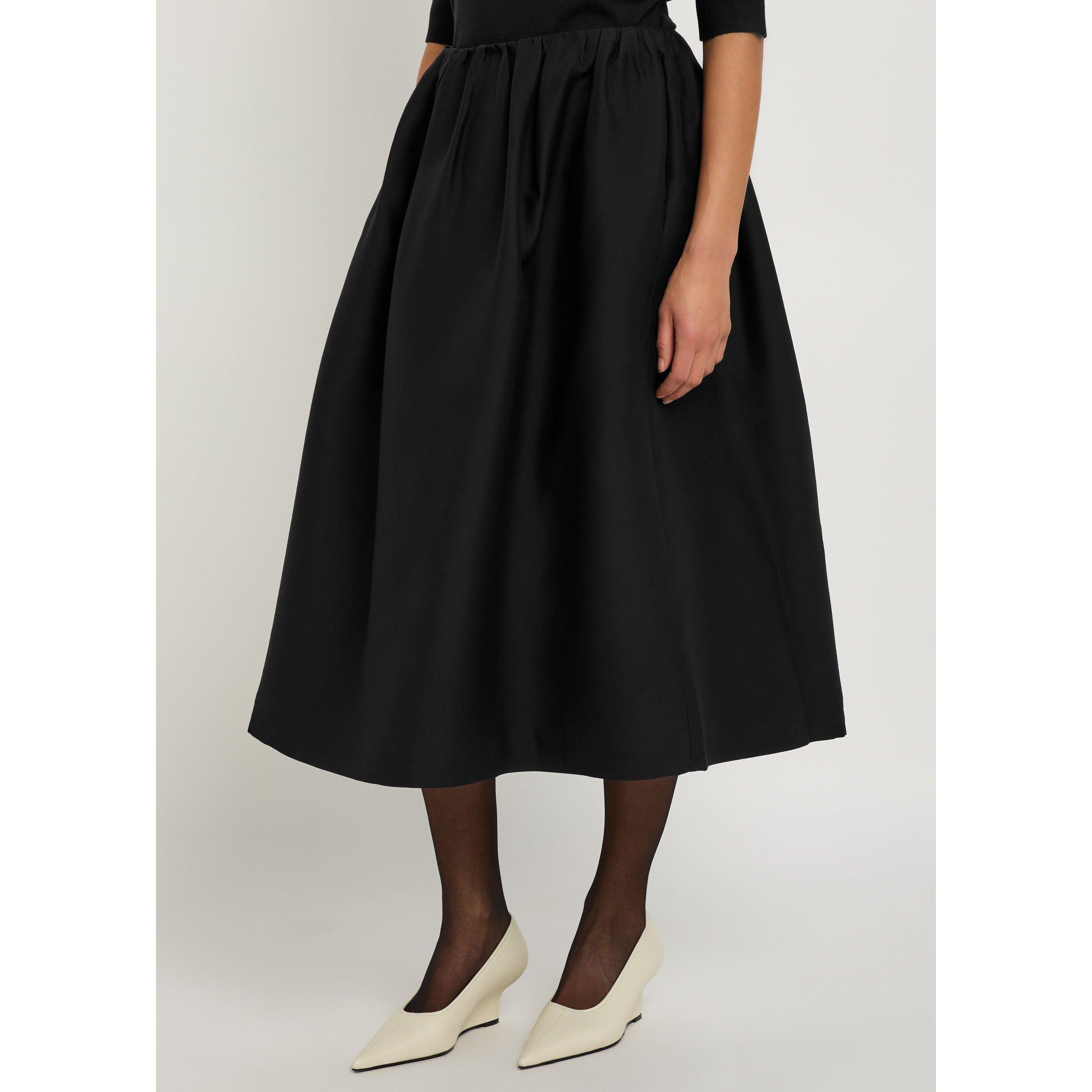 BLACK - Toteme - Women's Gathered Evening Wool Midi Skirt - 2