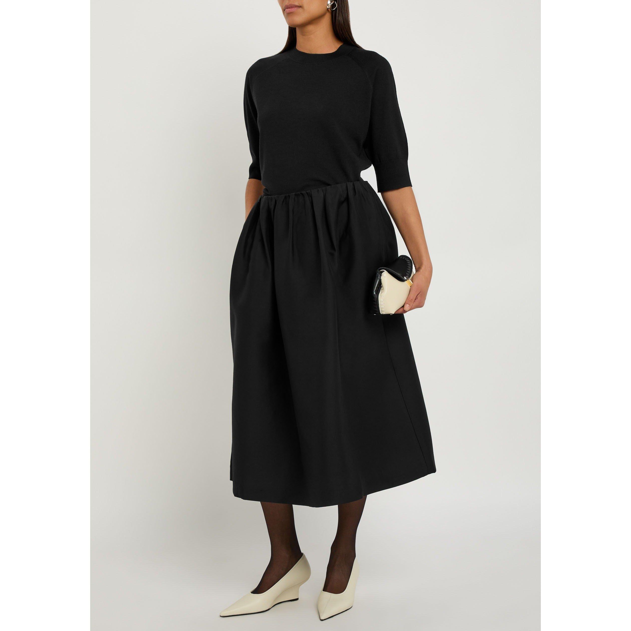 BLACK - Toteme - Women's Gathered Evening Wool Midi Skirt - 5
