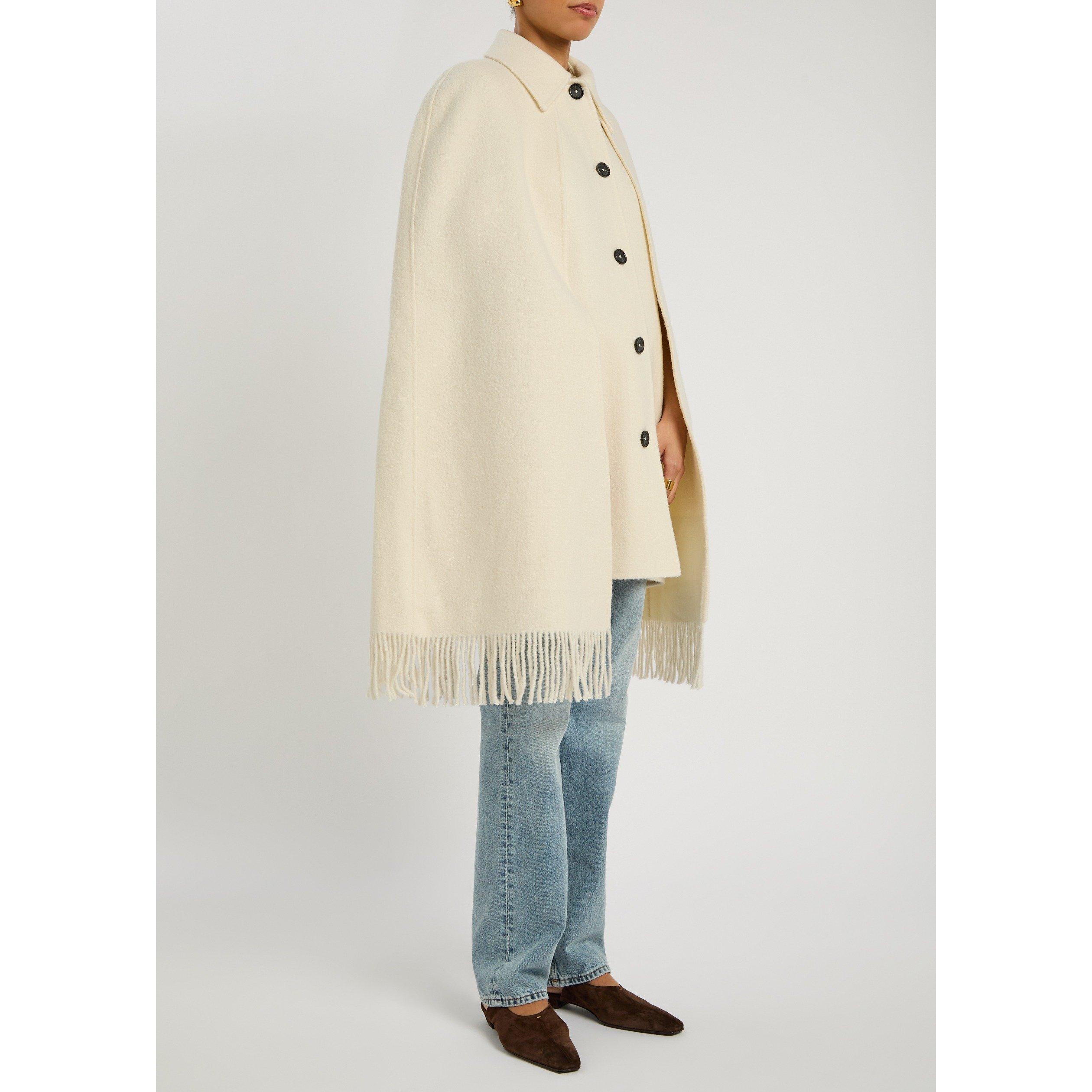 WHITE - Toteme - Women's Fringe Wool Cape Coat - 2