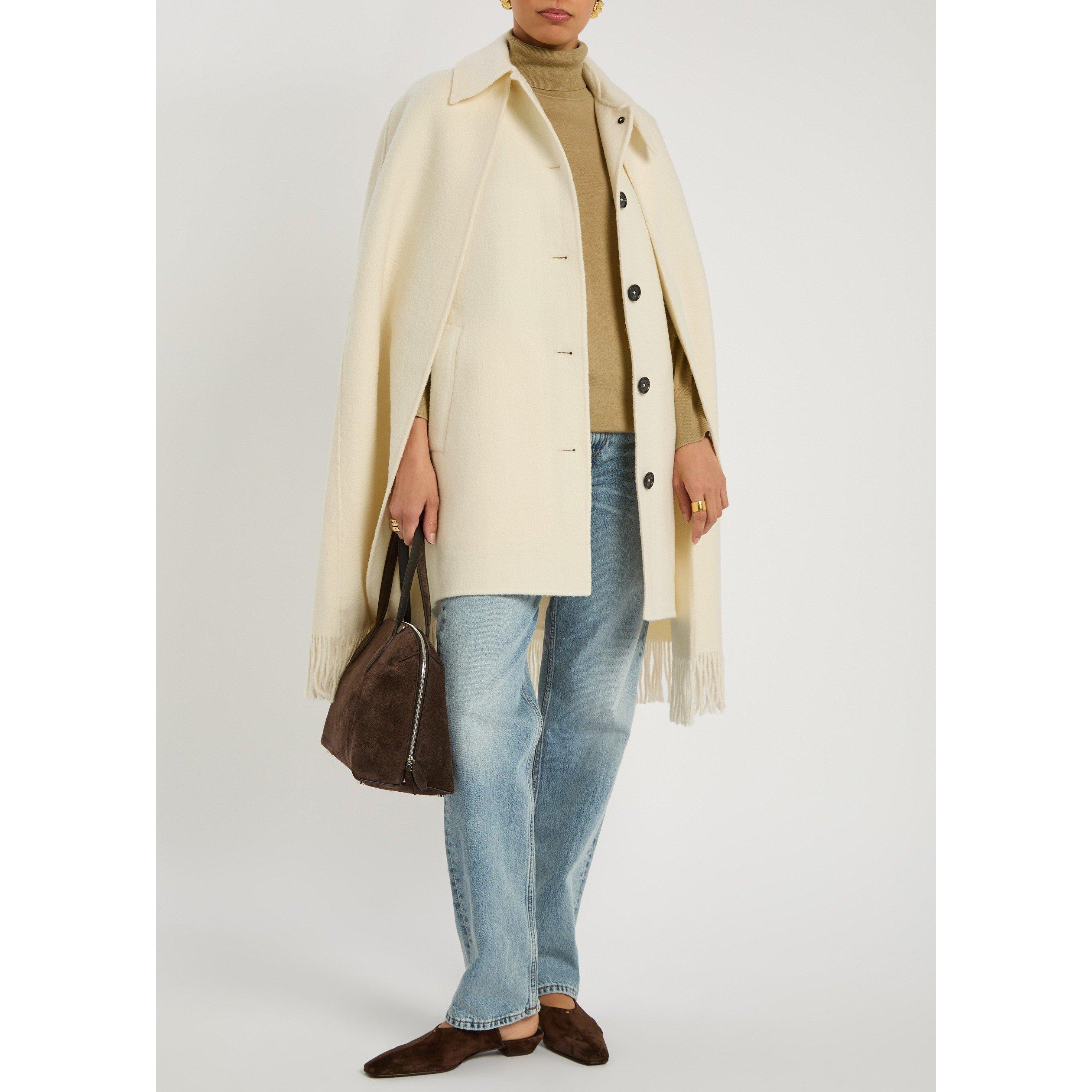 WHITE - Toteme - Women's Fringe Wool Cape Coat - 5