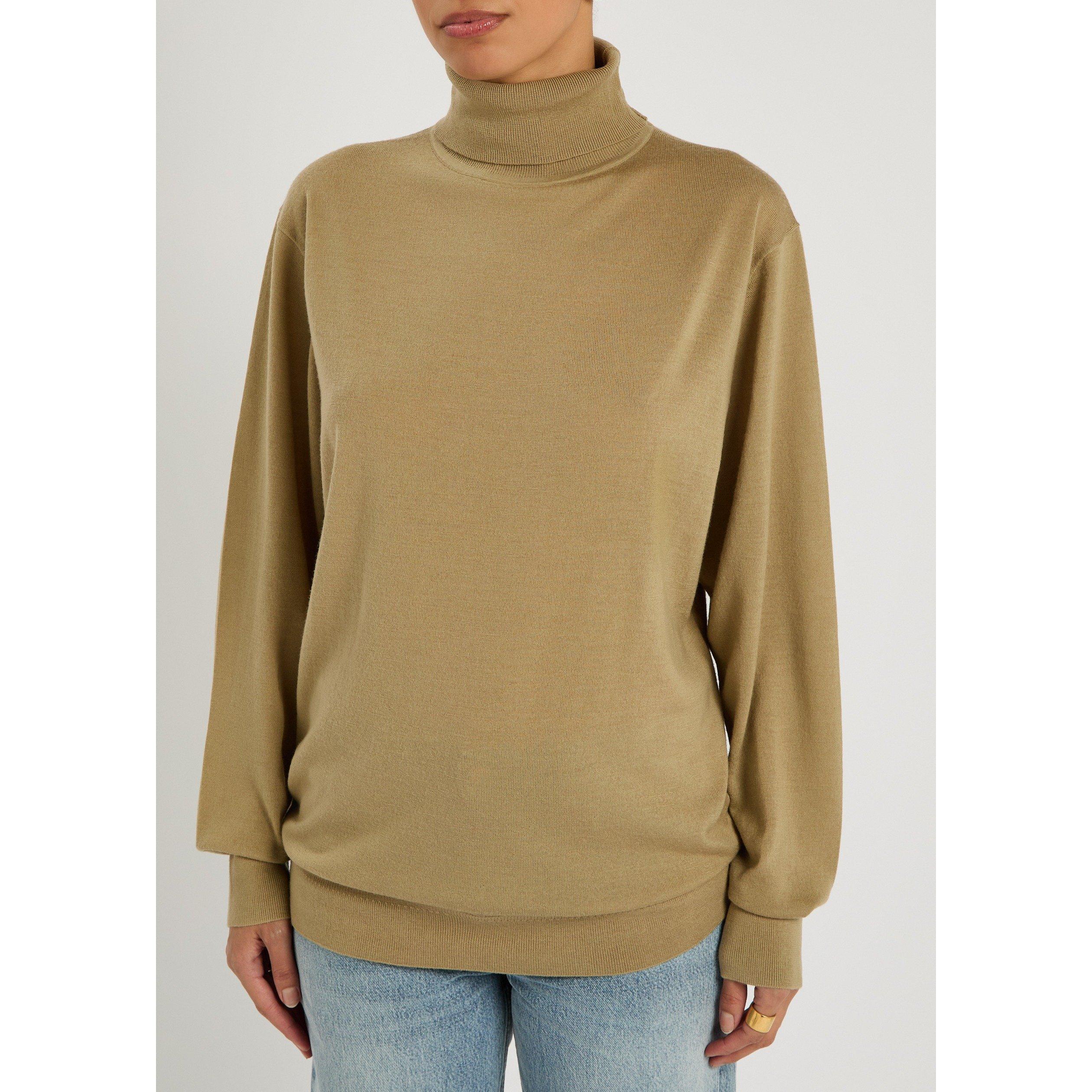 BEIGE - Toteme - Women's Merino Wool Fine Knit Turtle-Neck Jumper - 2