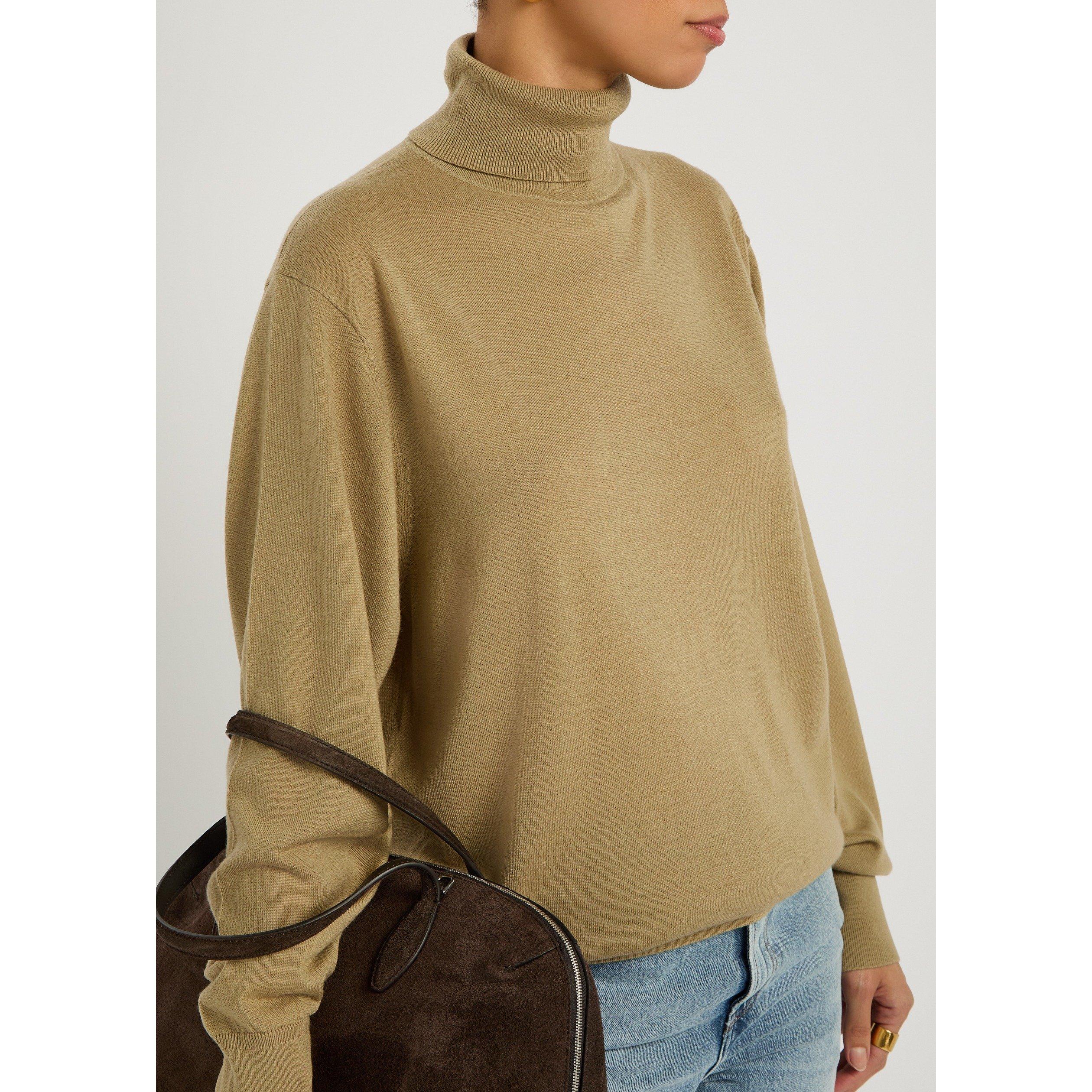 BEIGE - Toteme - Women's Merino Wool Fine Knit Turtle-Neck Jumper - 4