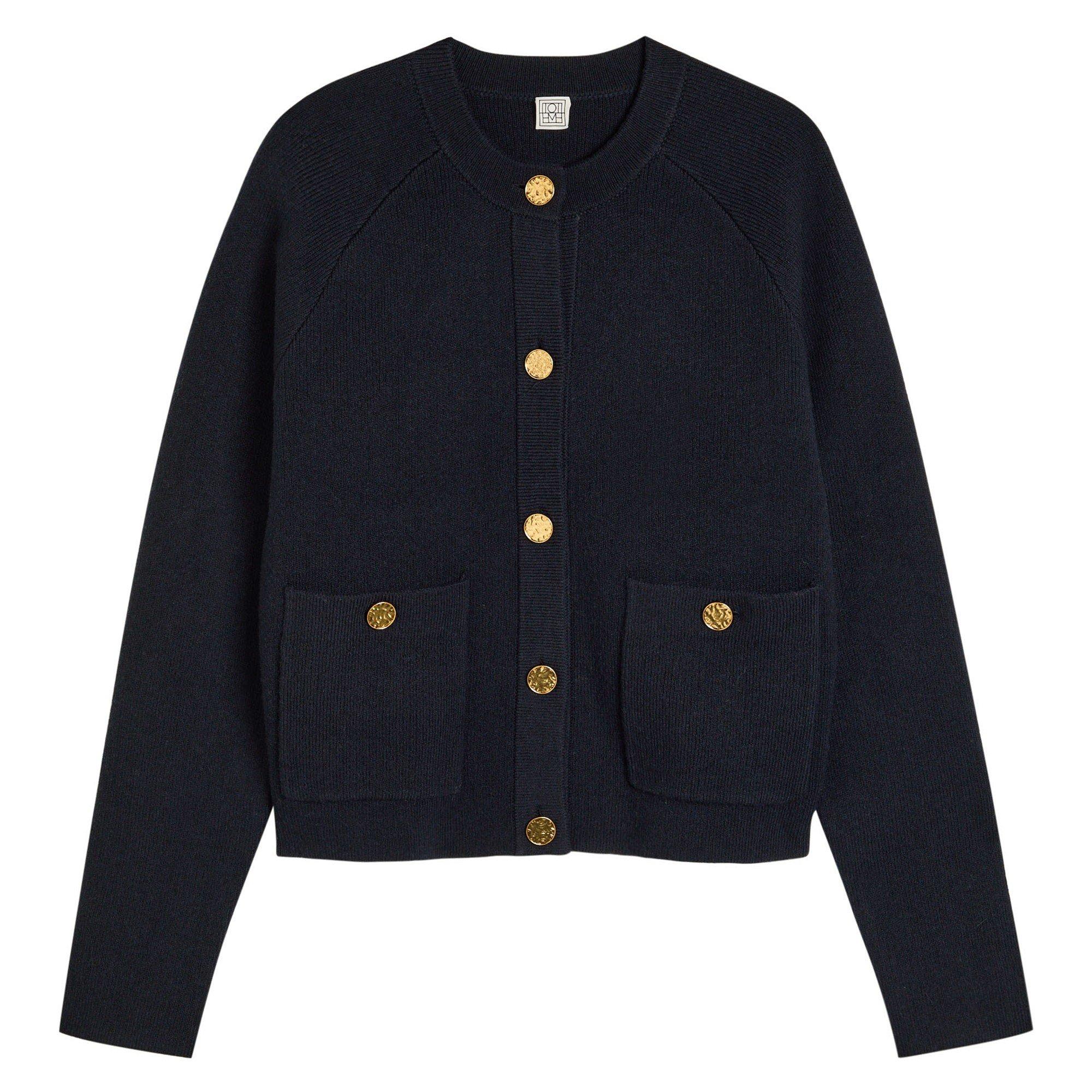 NAVY - Toteme - Women's Hammered Button Wool Cardigan - 1