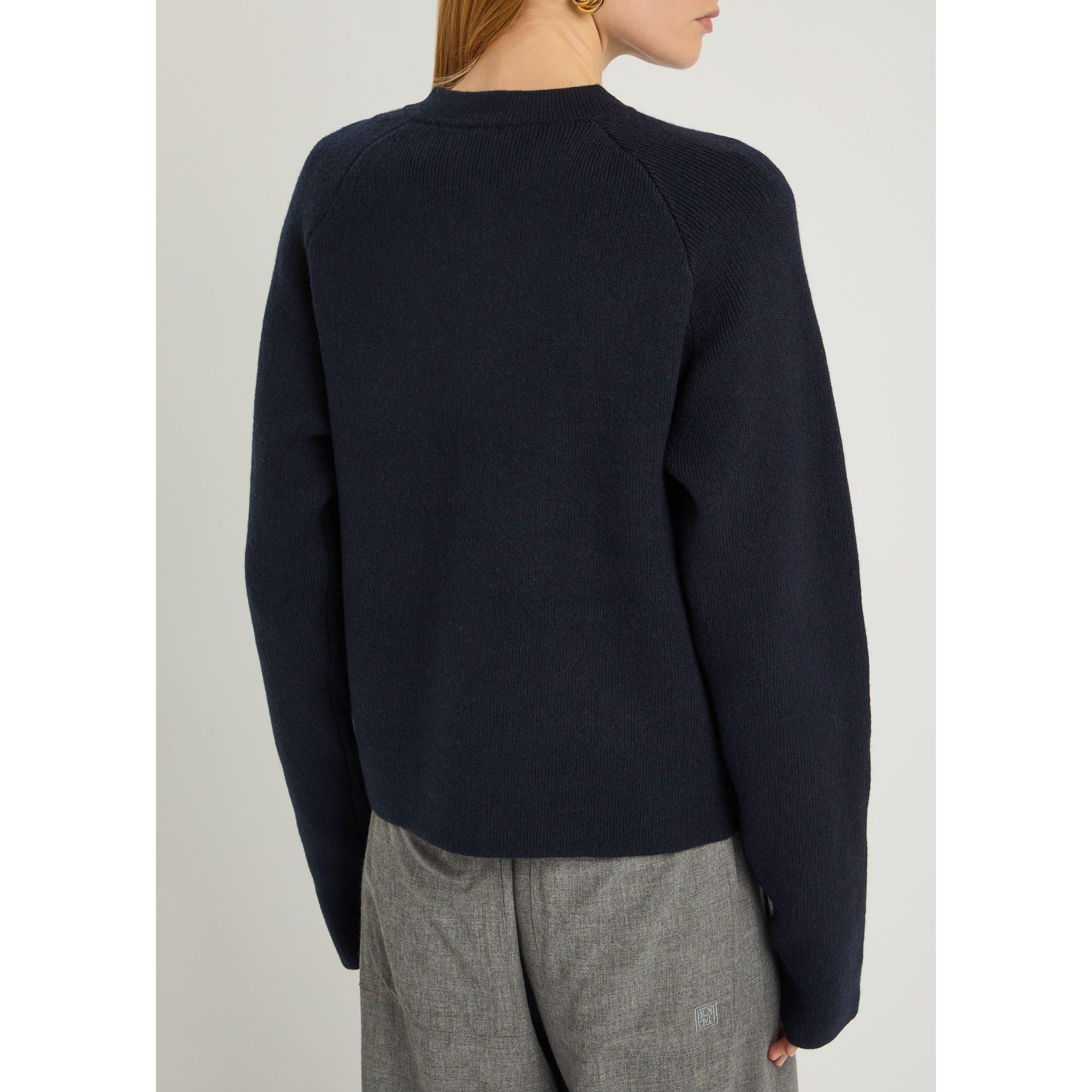 NAVY - Toteme - Women's Hammered Button Wool Cardigan - 3