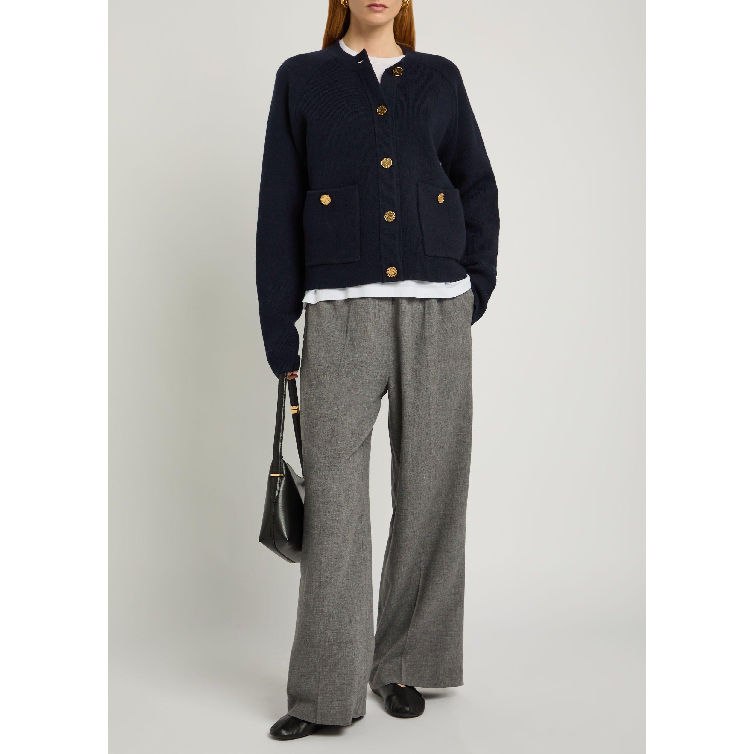 NAVY - Toteme - Women's Hammered Button Wool Cardigan - 5