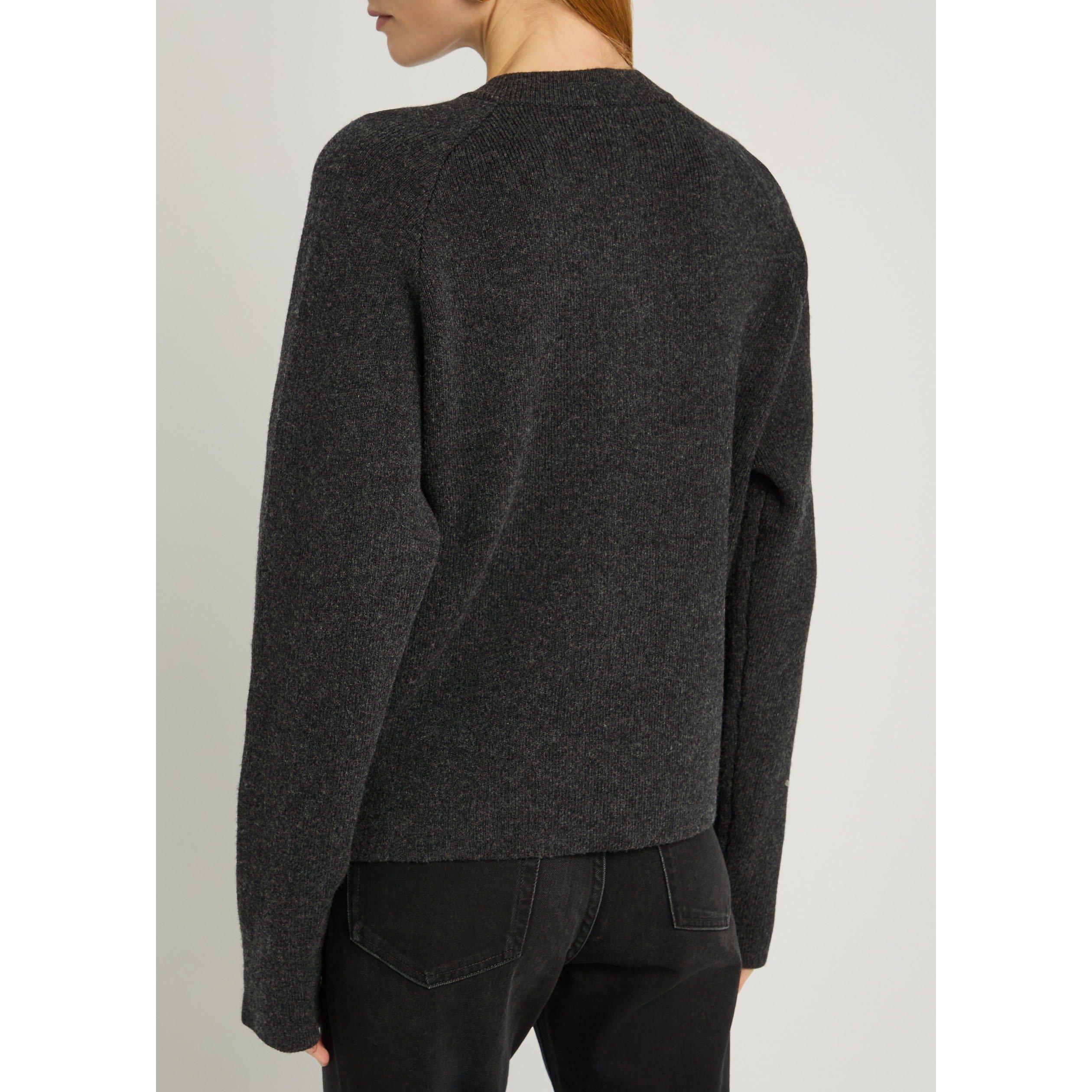CHARCOAL - Toteme - Women's Hammered Button Wool Cardigan - 3