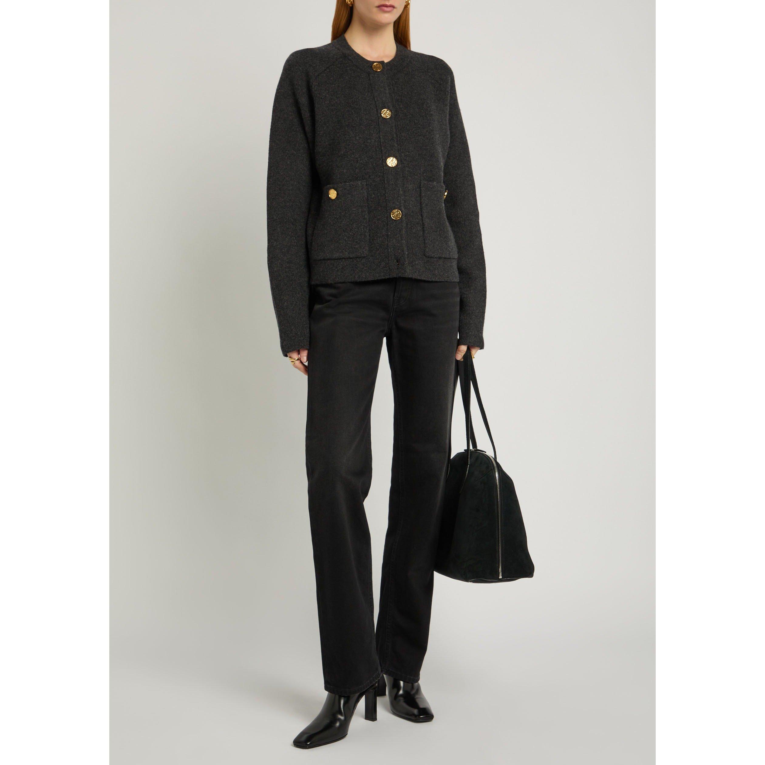 CHARCOAL - Toteme - Women's Hammered Button Wool Cardigan - 5