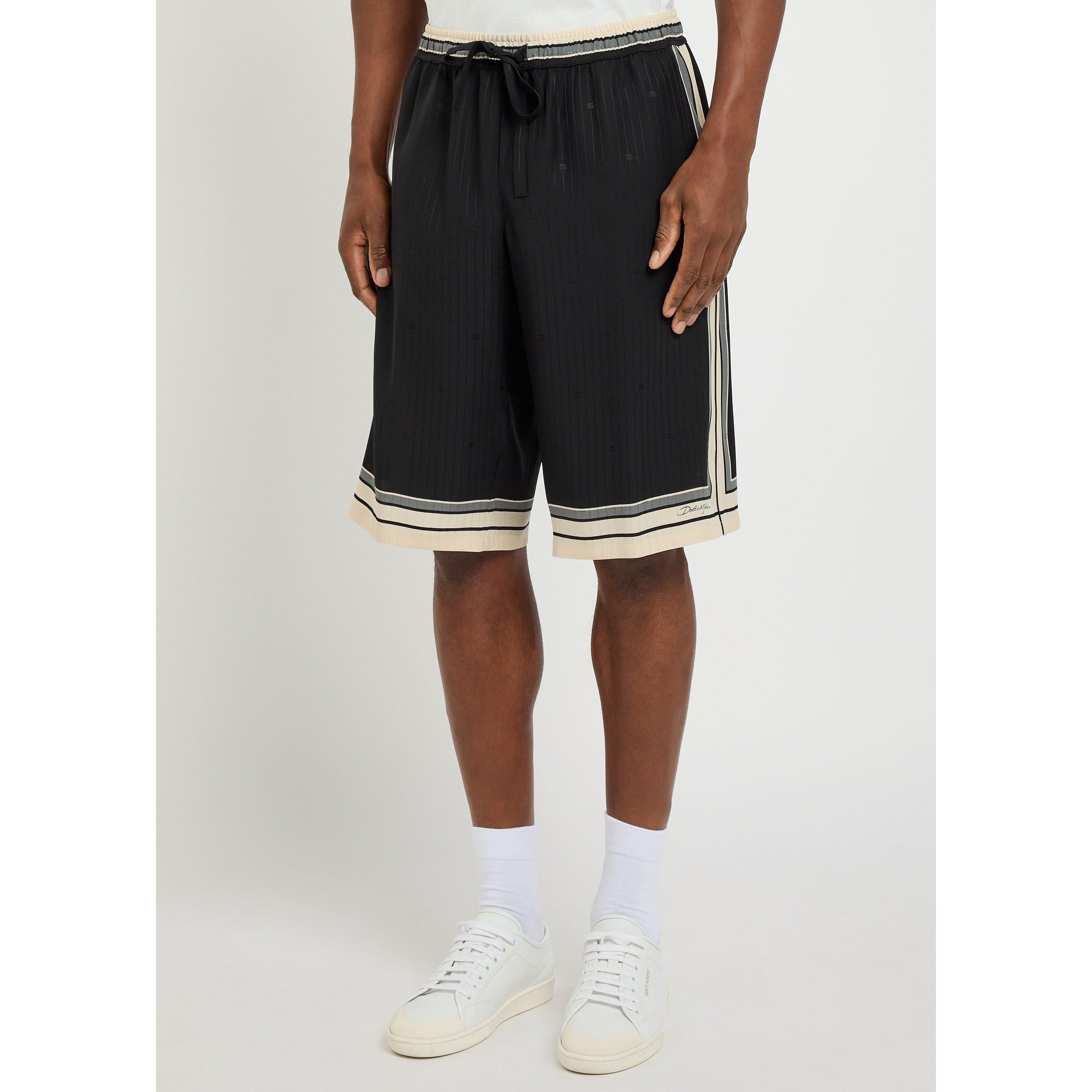 BLACK - Dolce and Gabbana - Men's DG Jacquard Woven Silk Shorts - 2