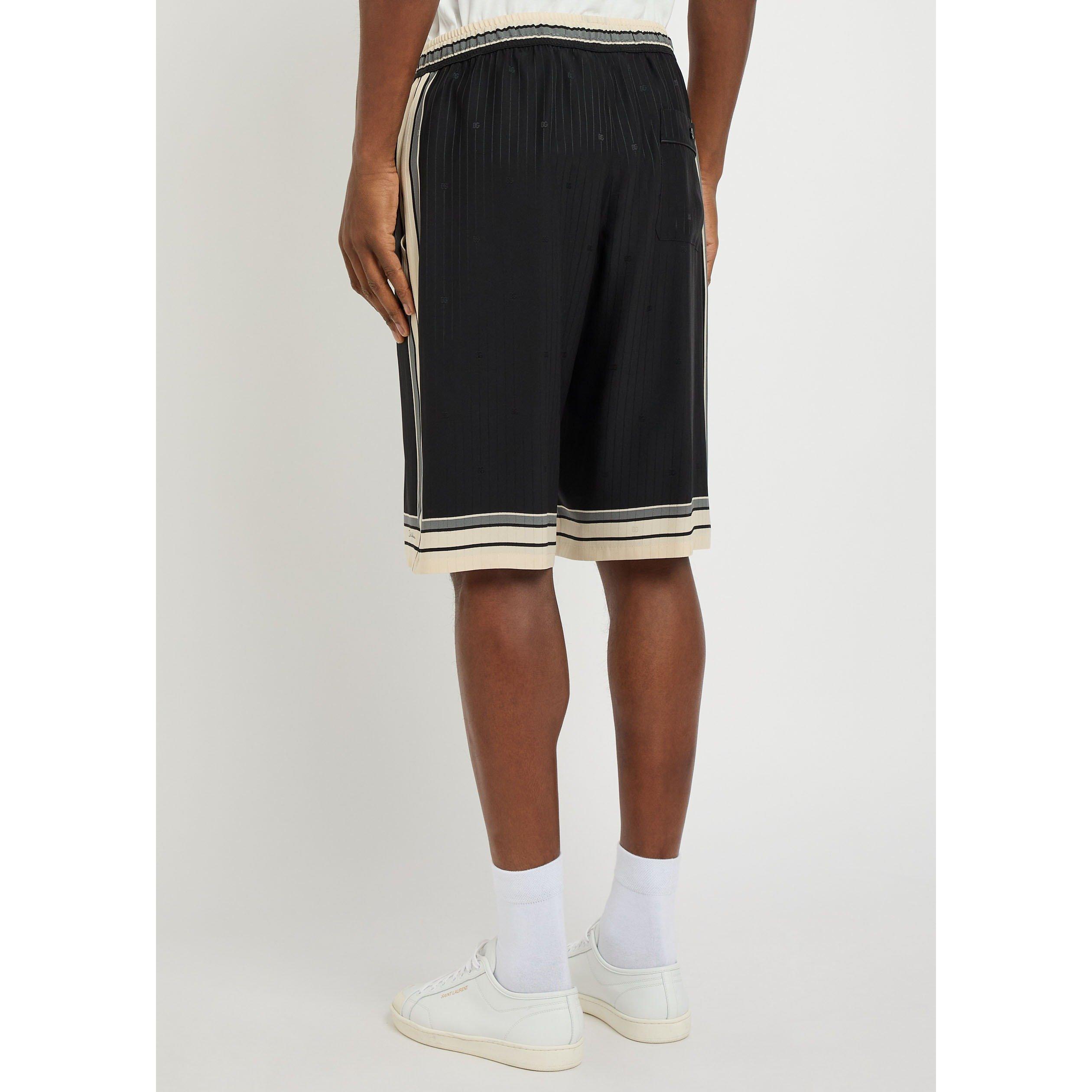 BLACK - Dolce and Gabbana - Men's DG Jacquard Woven Silk Shorts - 3
