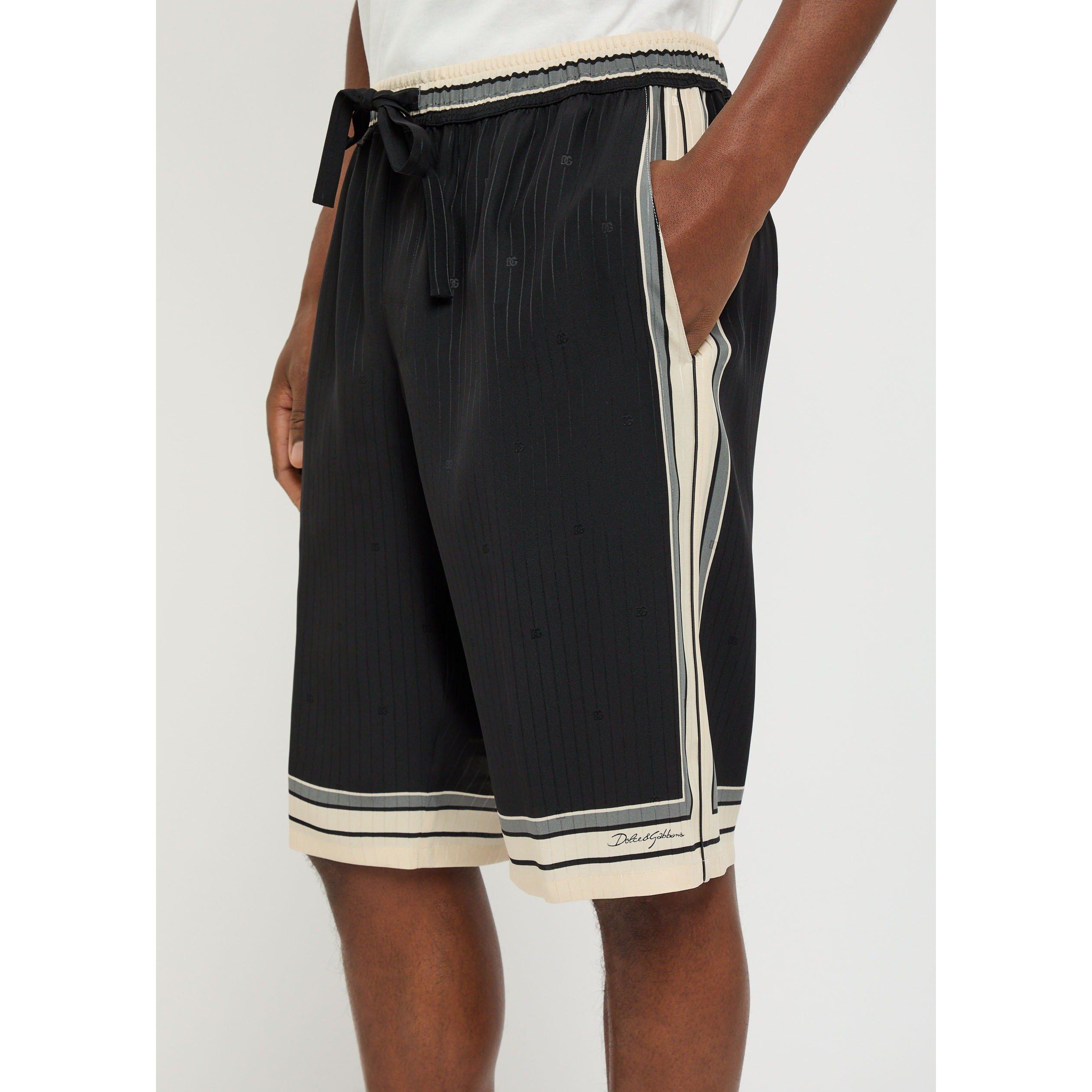 BLACK - Dolce and Gabbana - Men's DG Jacquard Woven Silk Shorts - 4
