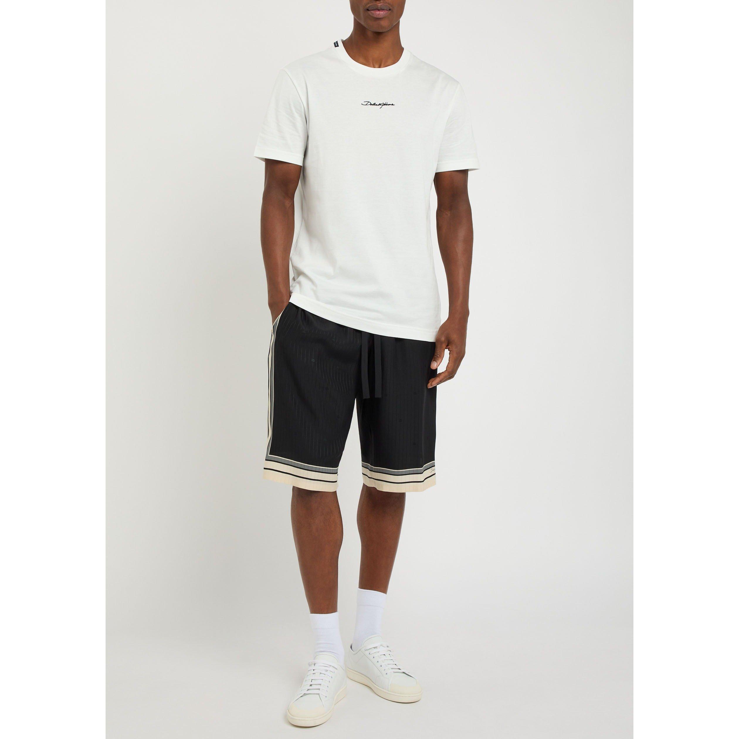 BLACK - Dolce and Gabbana - Men's DG Jacquard Woven Silk Shorts - 5