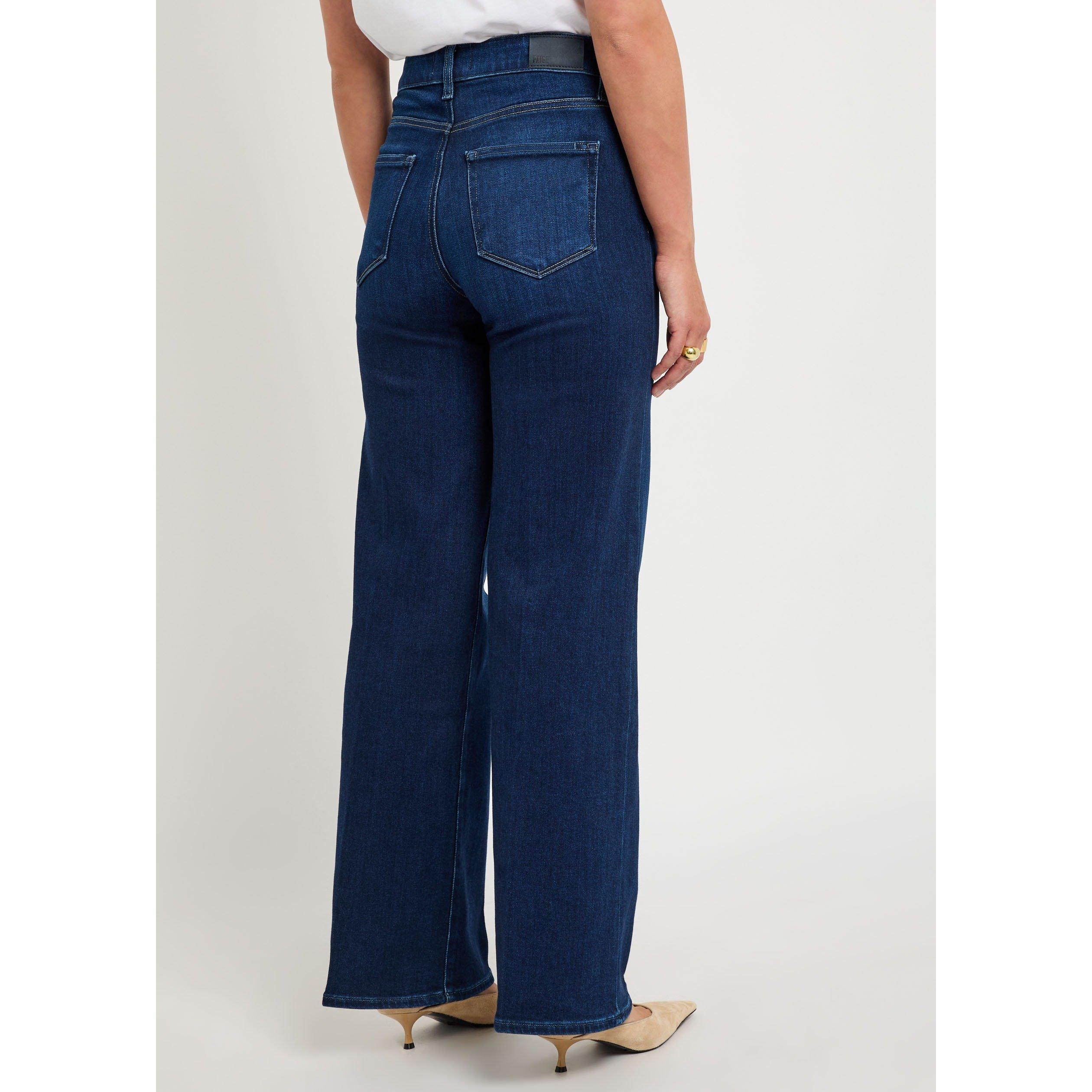 DARK BLUE - Paige - Women's Anessa Duke of York Cotton High-Rise Wide-Leg Jeans - 3