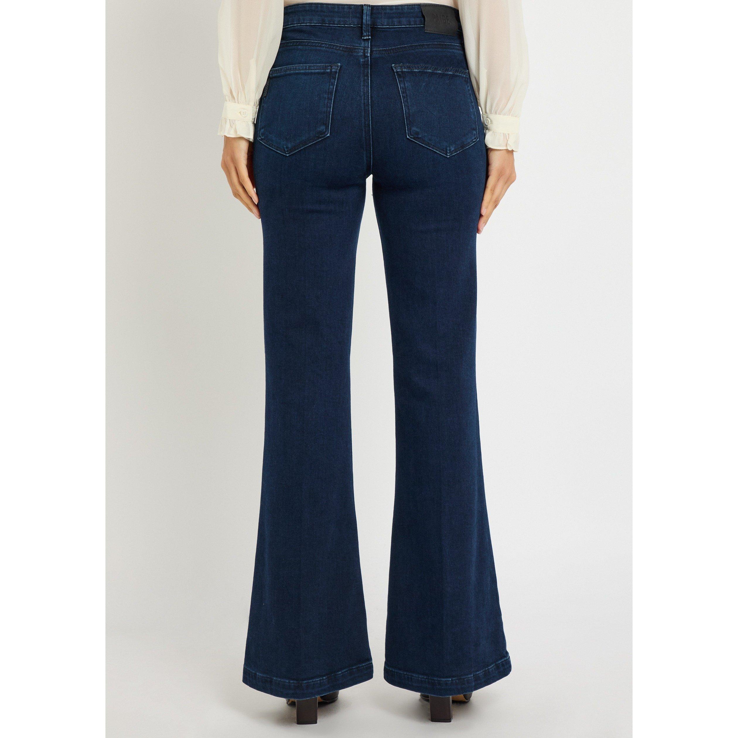 DARK BLUE - Paige - Women's Genevieve Bespoke Cotton Bootcut Jeans - 3