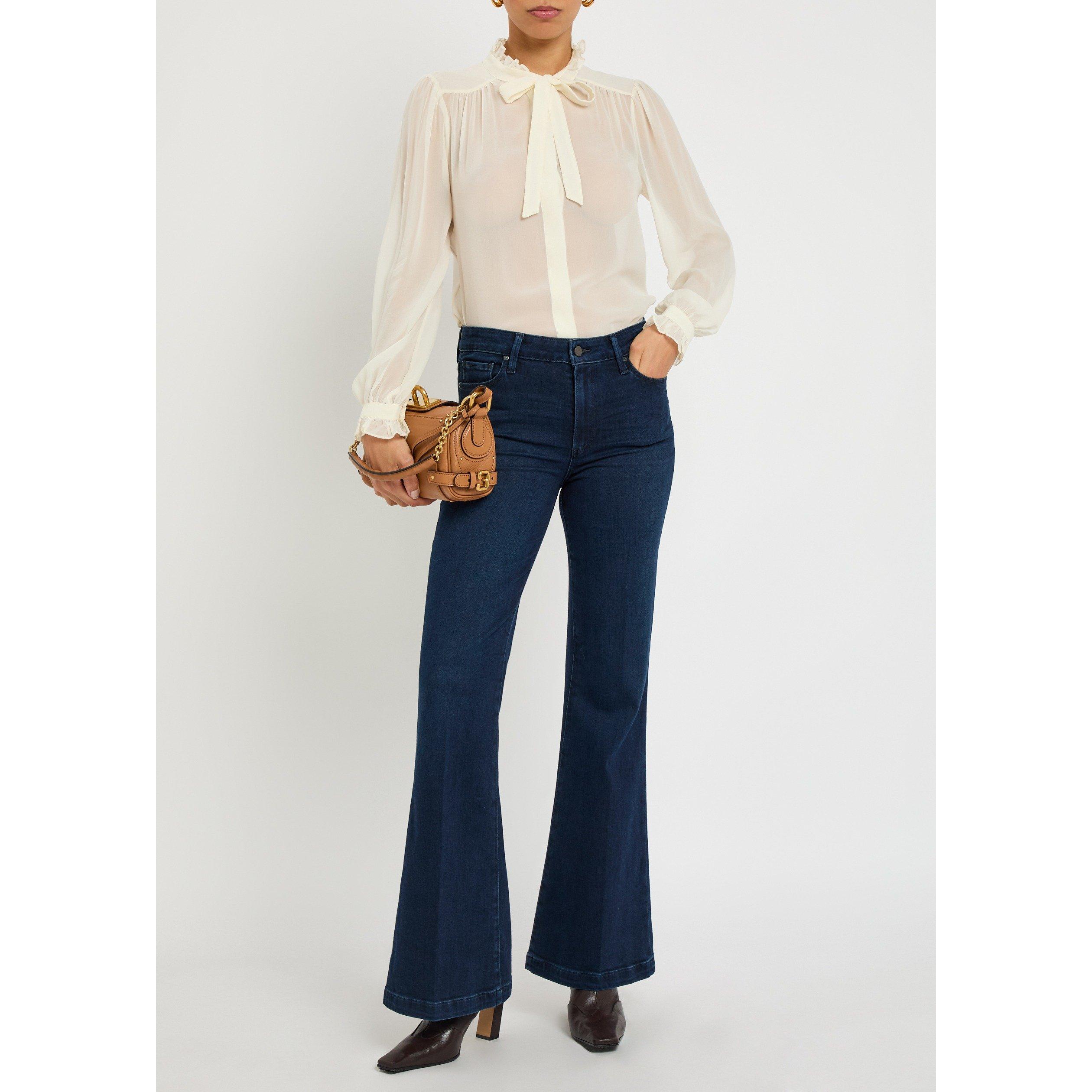 DARK BLUE - Paige - Women's Genevieve Bespoke Cotton Bootcut Jeans - 5
