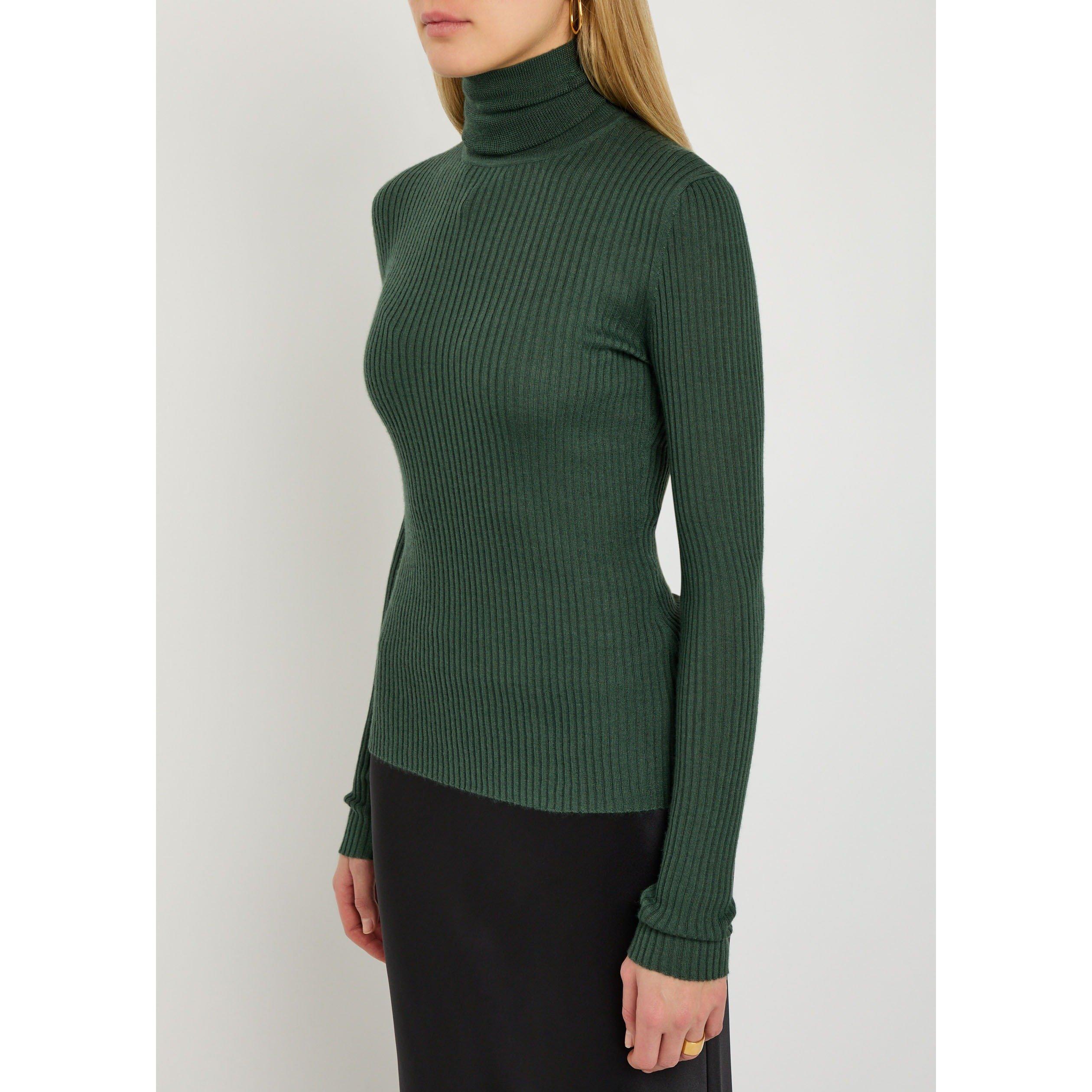 GREEN - Gabriela Hearst - Women's Peppe Cashmere Silk Slim-Fit Turtle-Neck Jumper - 2