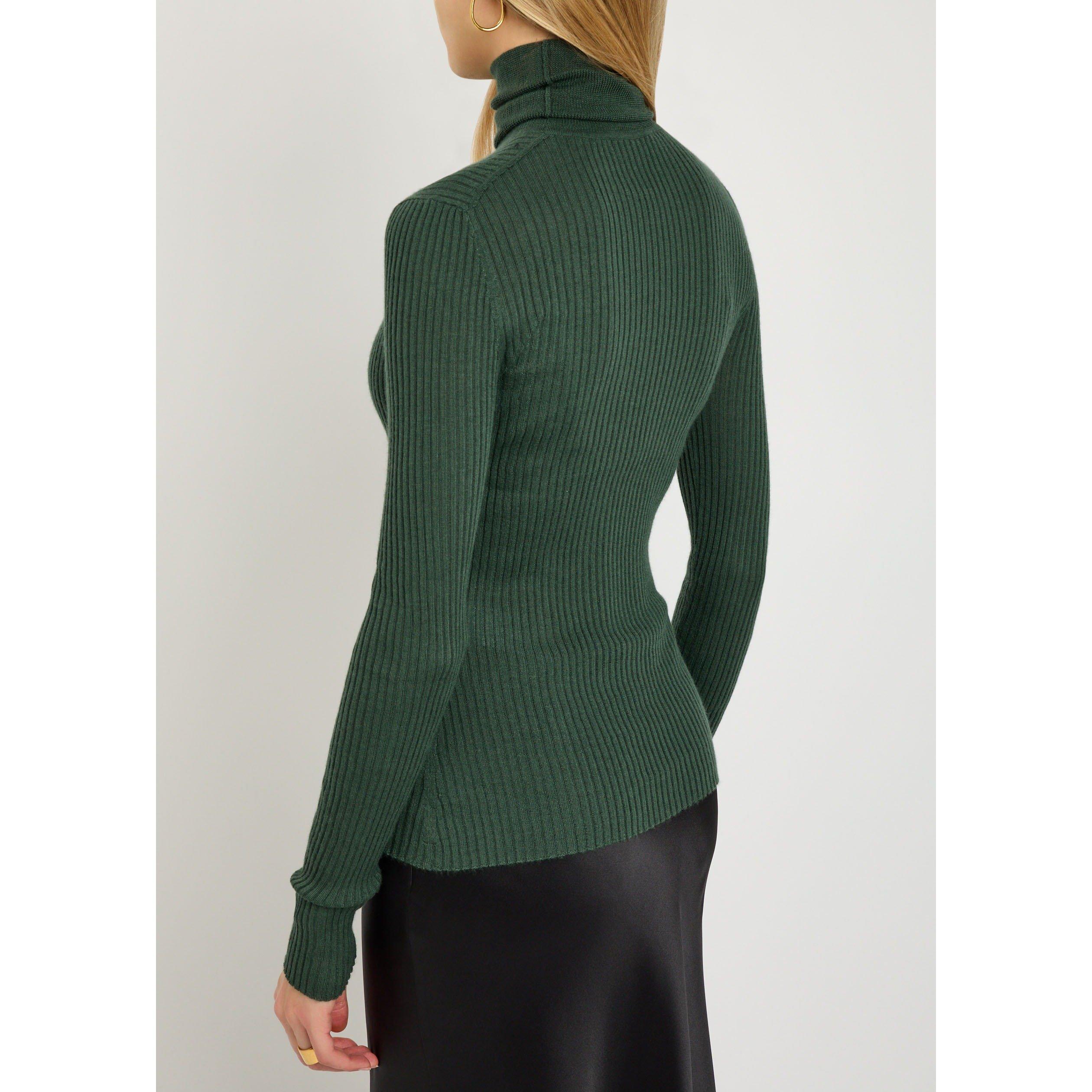 GREEN - Gabriela Hearst - Women's Peppe Cashmere Silk Slim-Fit Turtle-Neck Jumper - 3