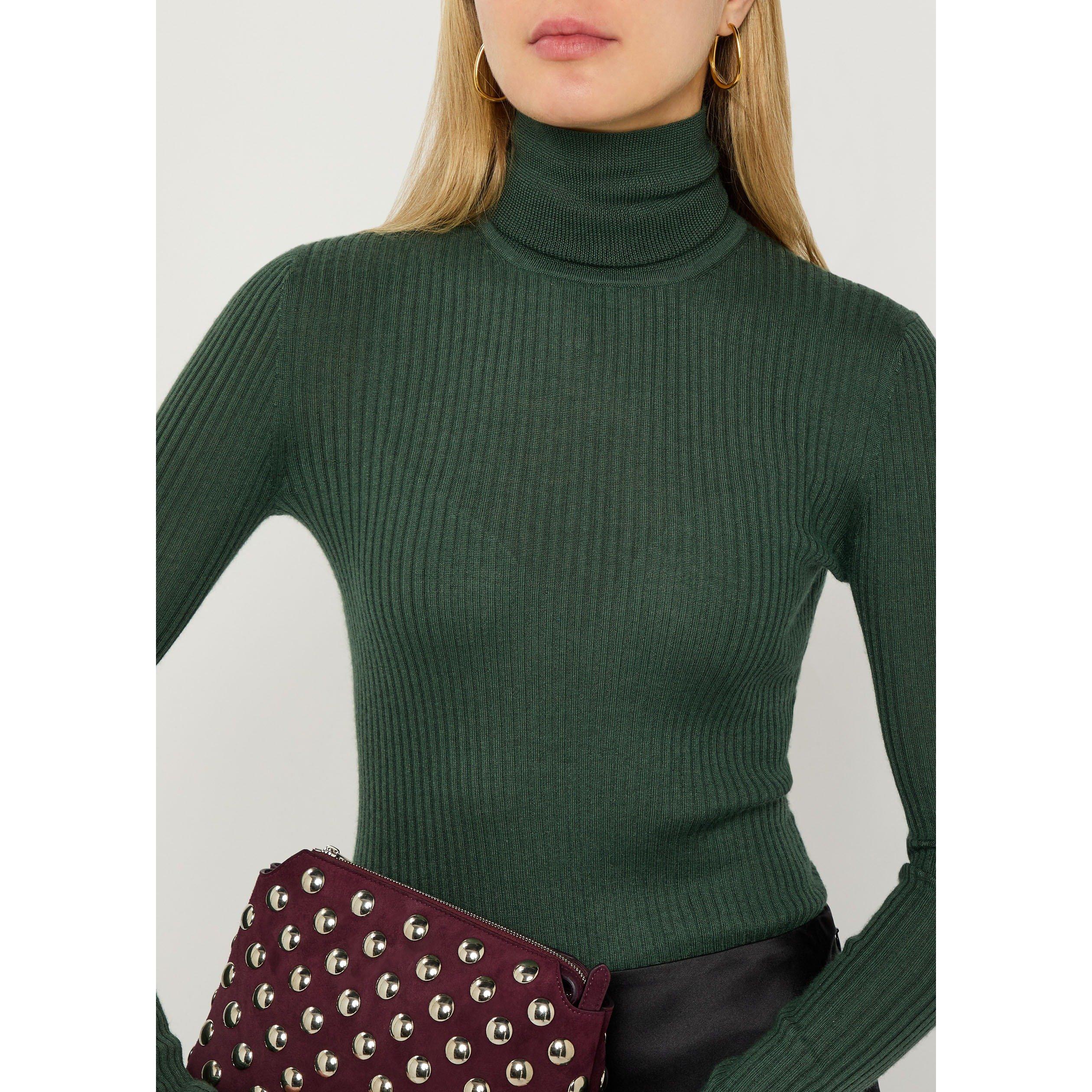 GREEN - Gabriela Hearst - Women's Peppe Cashmere Silk Slim-Fit Turtle-Neck Jumper - 4