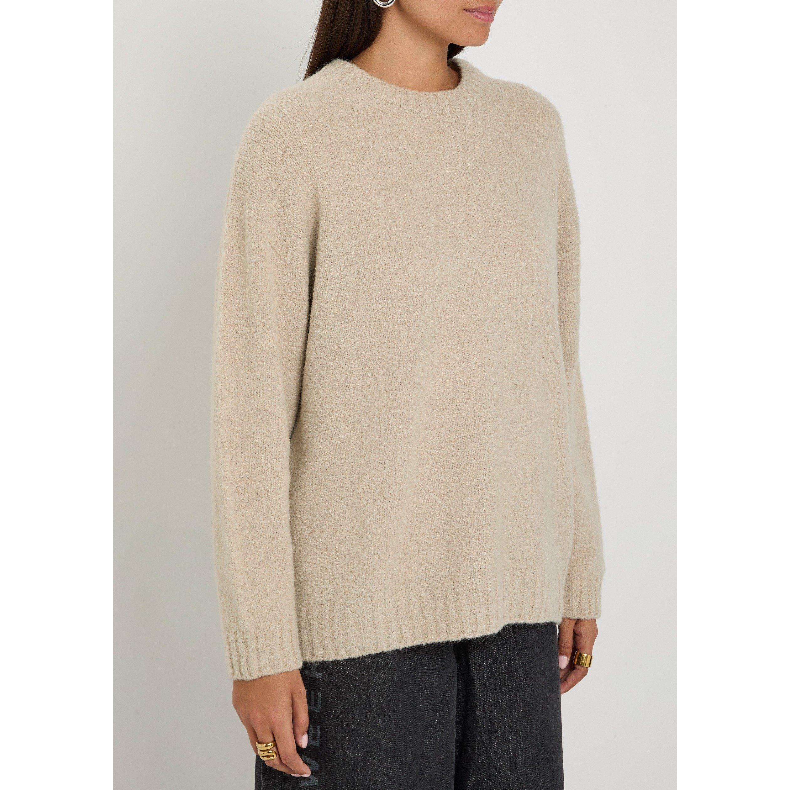 SAND - Weekend Max Mara - Women's Alpaca Long-Sleeve Oversized-Fit Crew-Neck Jumper - 2
