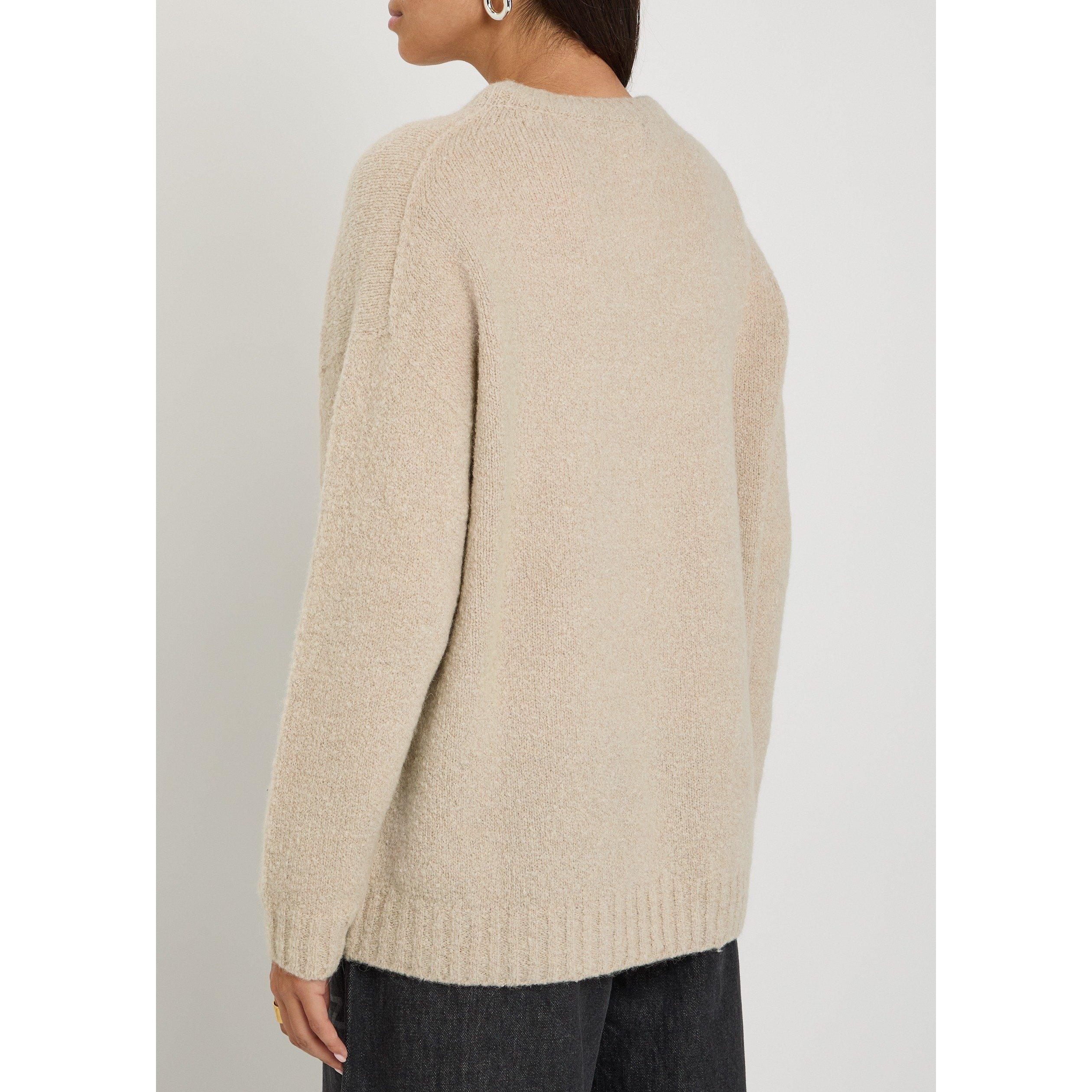 SAND - Weekend Max Mara - Women's Alpaca Long-Sleeve Oversized-Fit Crew-Neck Jumper - 3