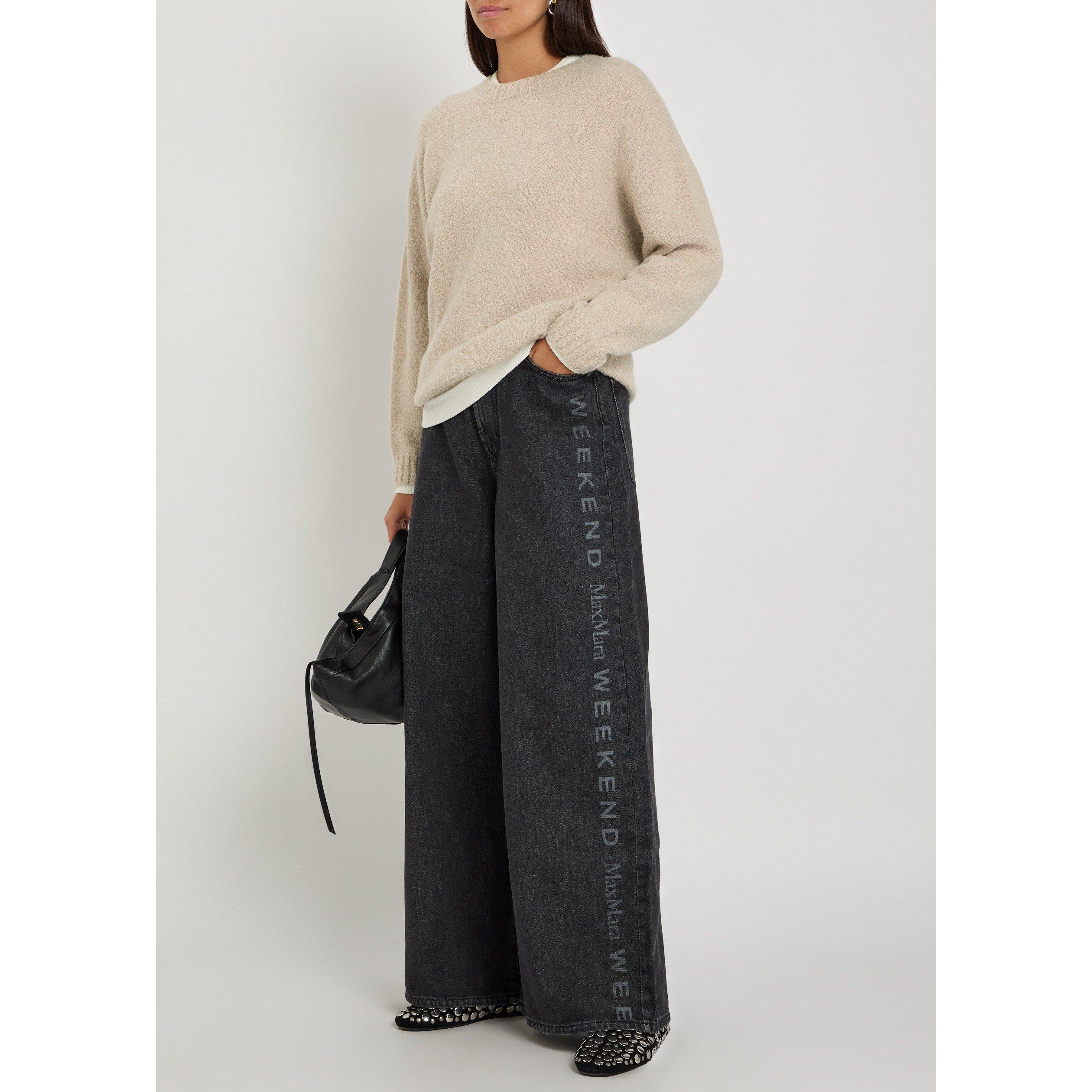 SAND - Weekend Max Mara - Women's Alpaca Long-Sleeve Oversized-Fit Crew-Neck Jumper - 5