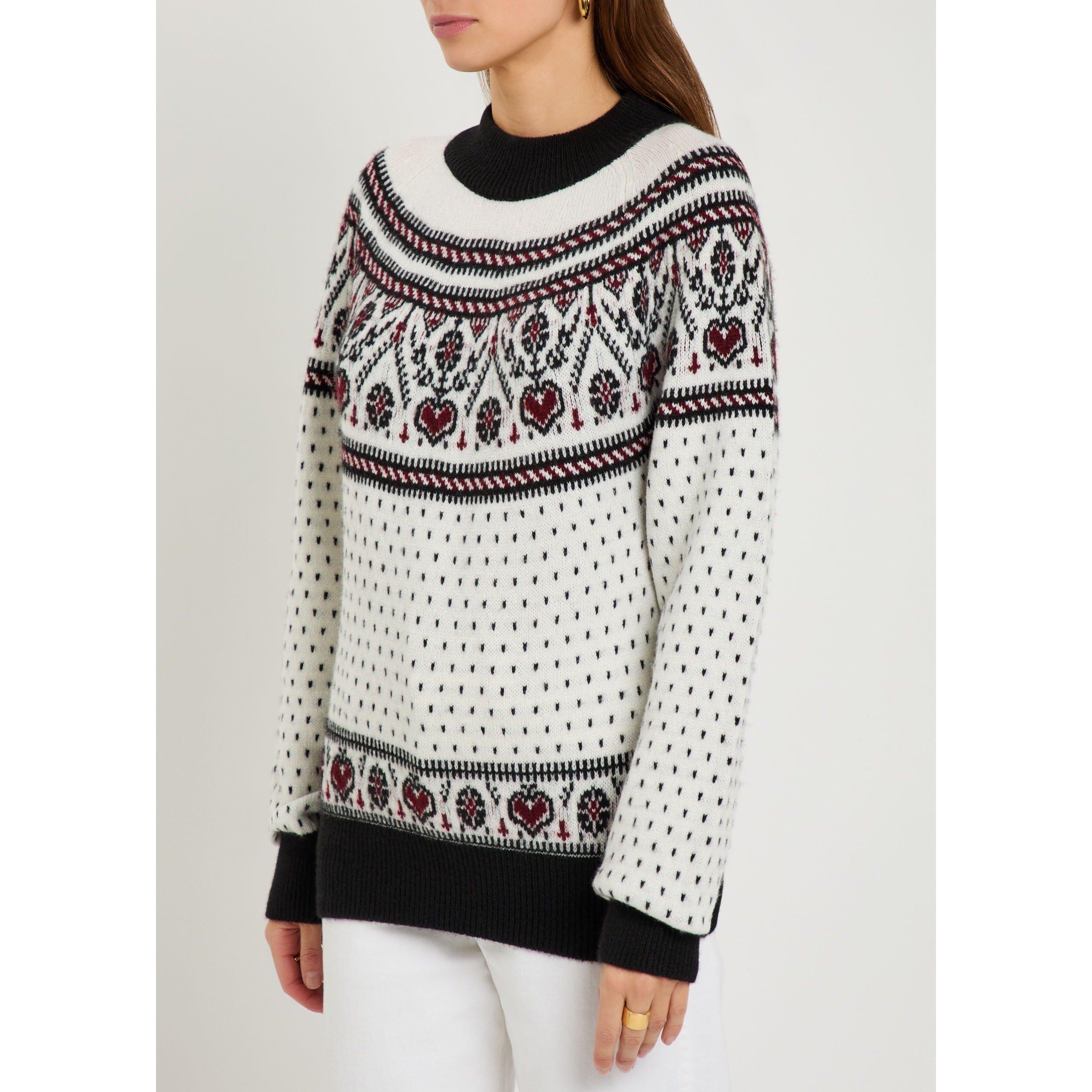 IVORY - Khaite - Women's Guy Cashmere Fair Isle Oversized-Fit Crew-Neck Jumper - 2