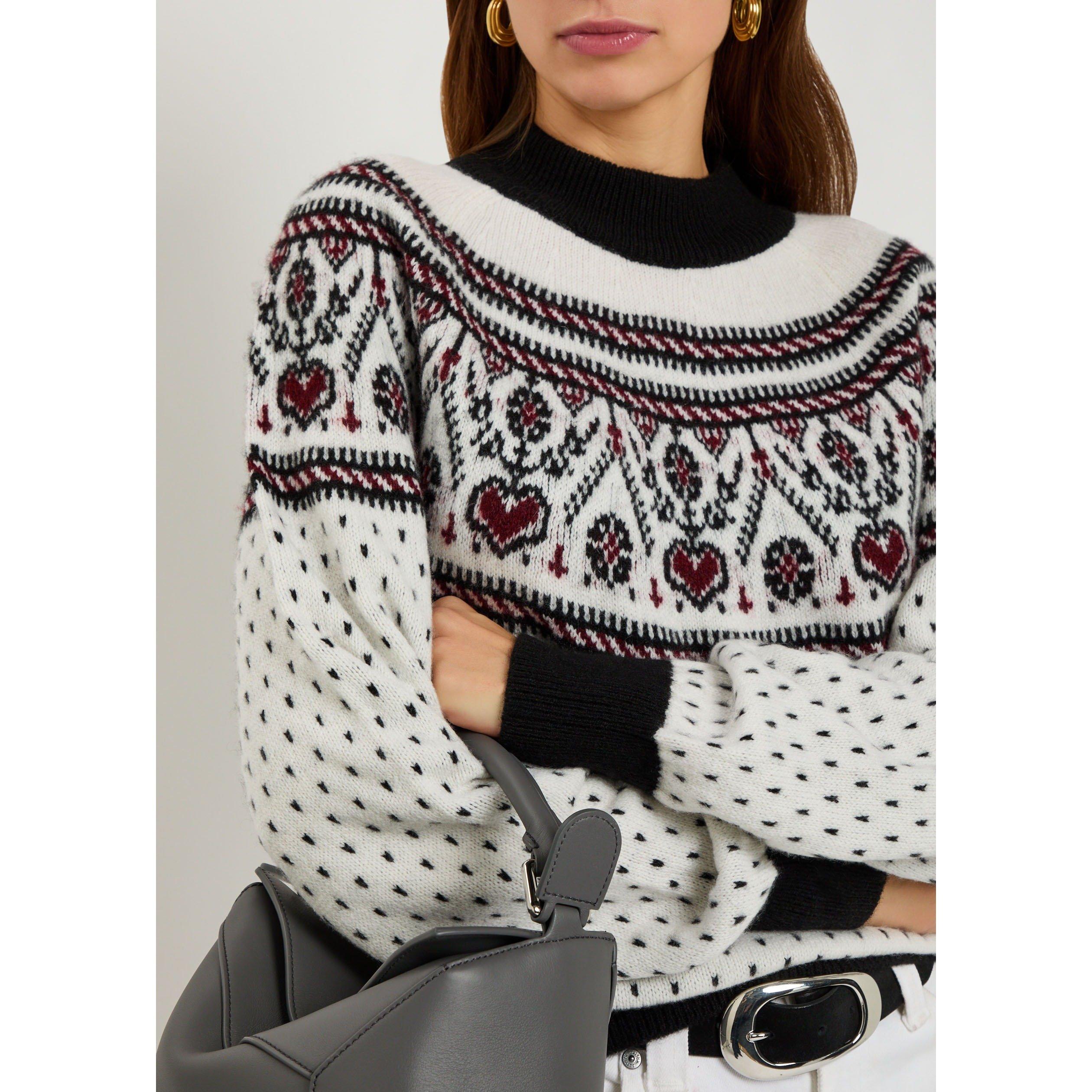IVORY - Khaite - Women's Guy Cashmere Fair Isle Oversized-Fit Crew-Neck Jumper - 4