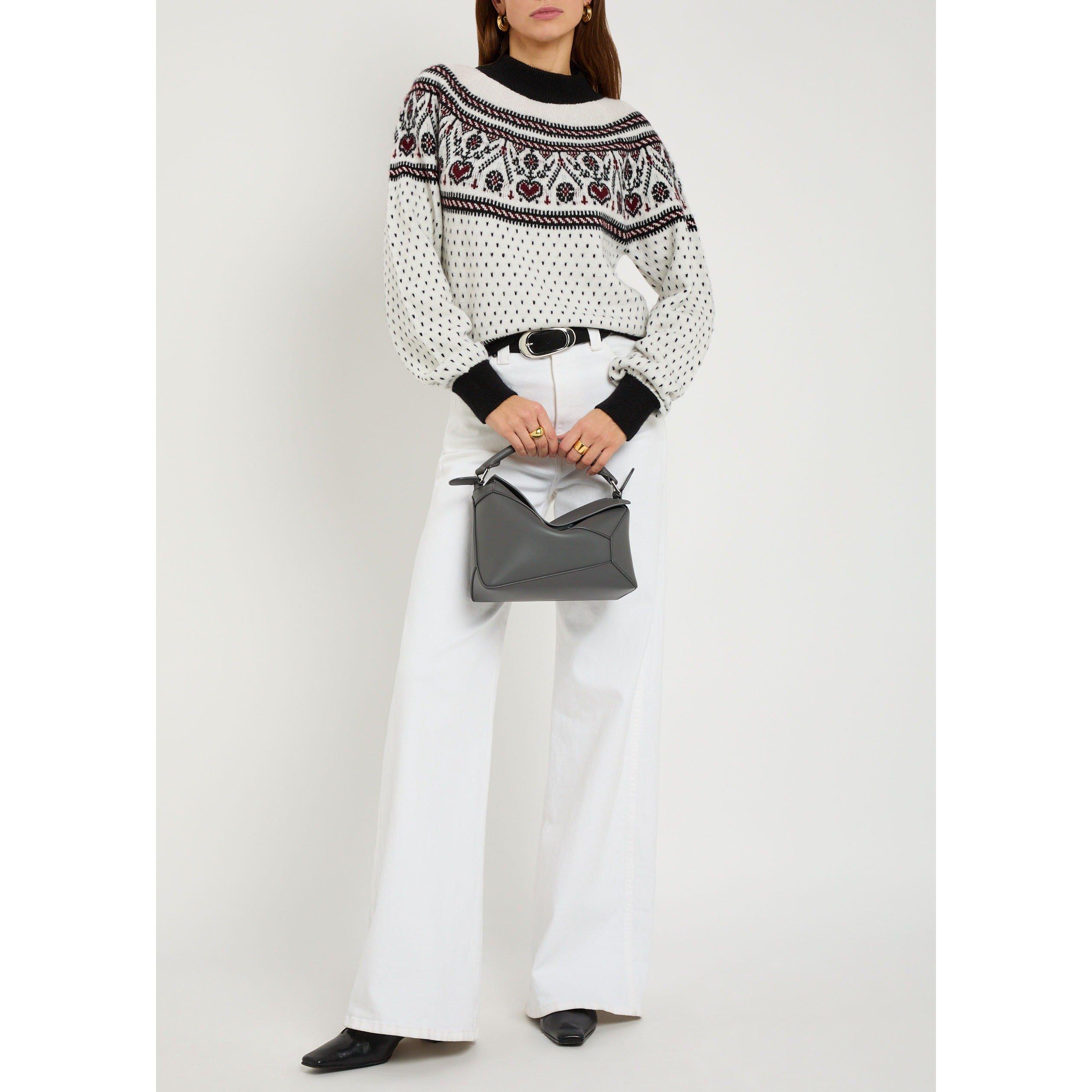 IVORY - Khaite - Women's Guy Cashmere Fair Isle Oversized-Fit Crew-Neck Jumper - 5