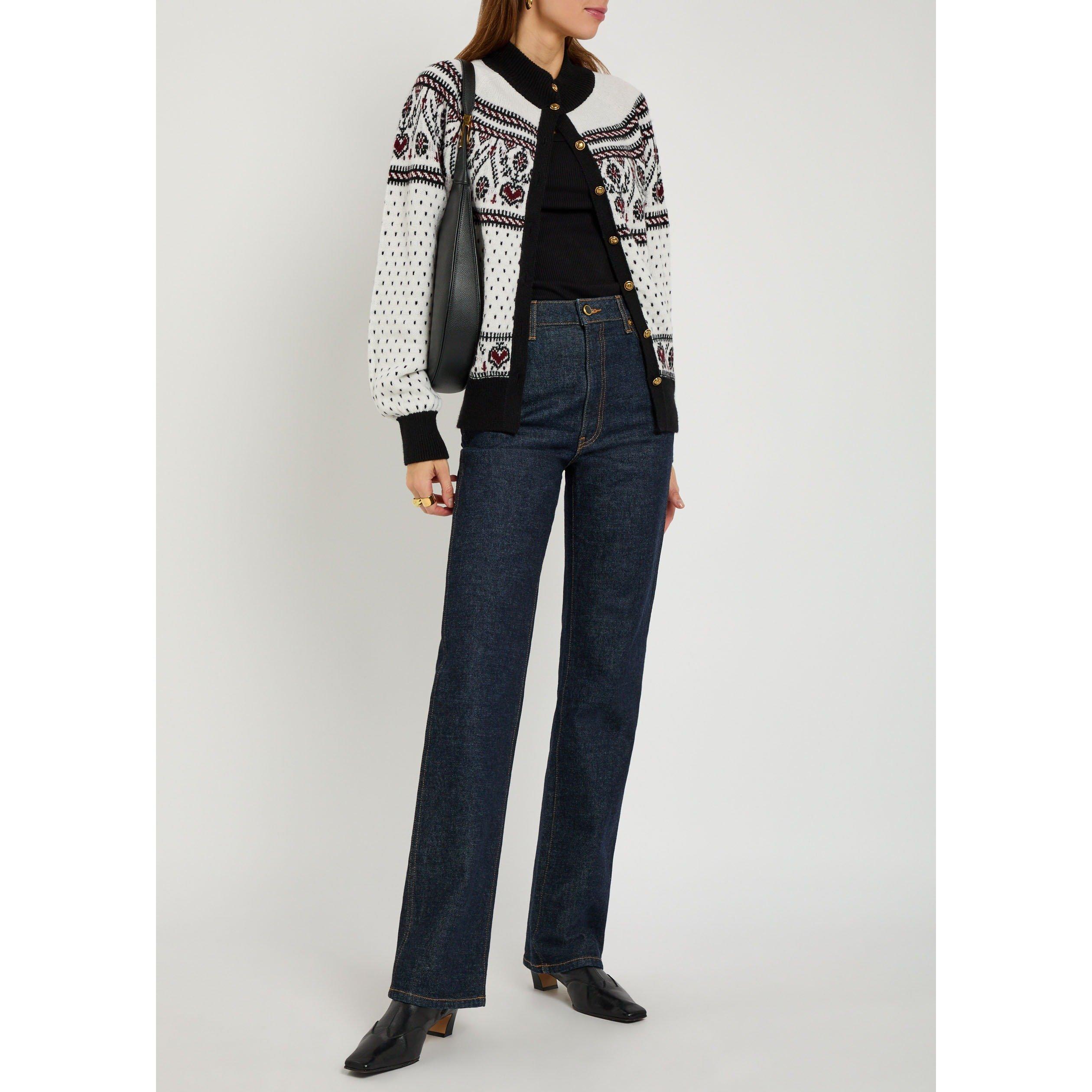 IVORY - Khaite - Women's Marc Fair Isle Cashmere Oversized-Fit Cardigan - 5