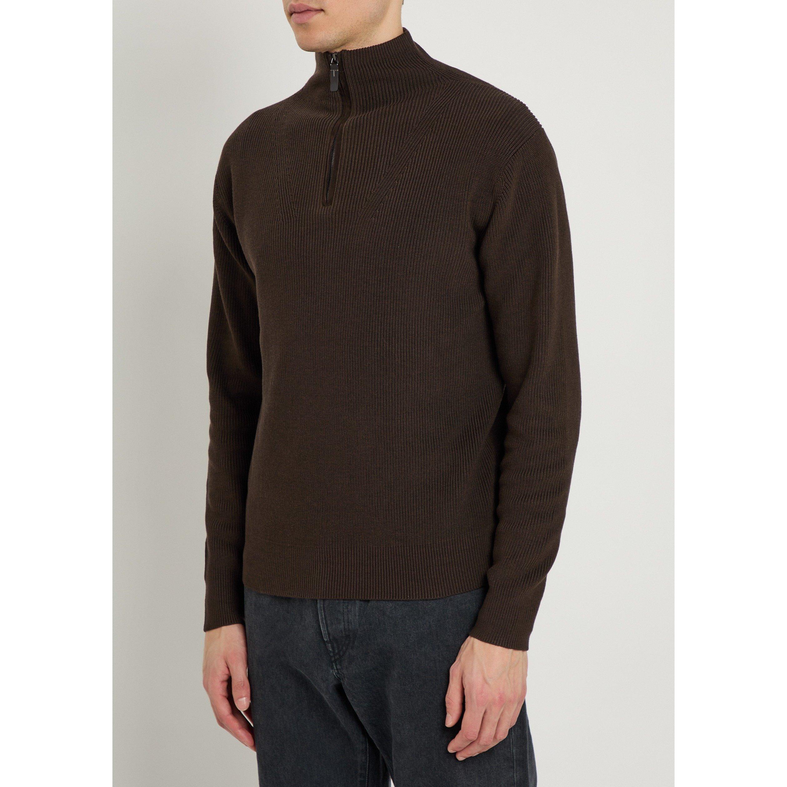 BROWN - Tods - TODS HALF NECK ZIP RIBBED - 2