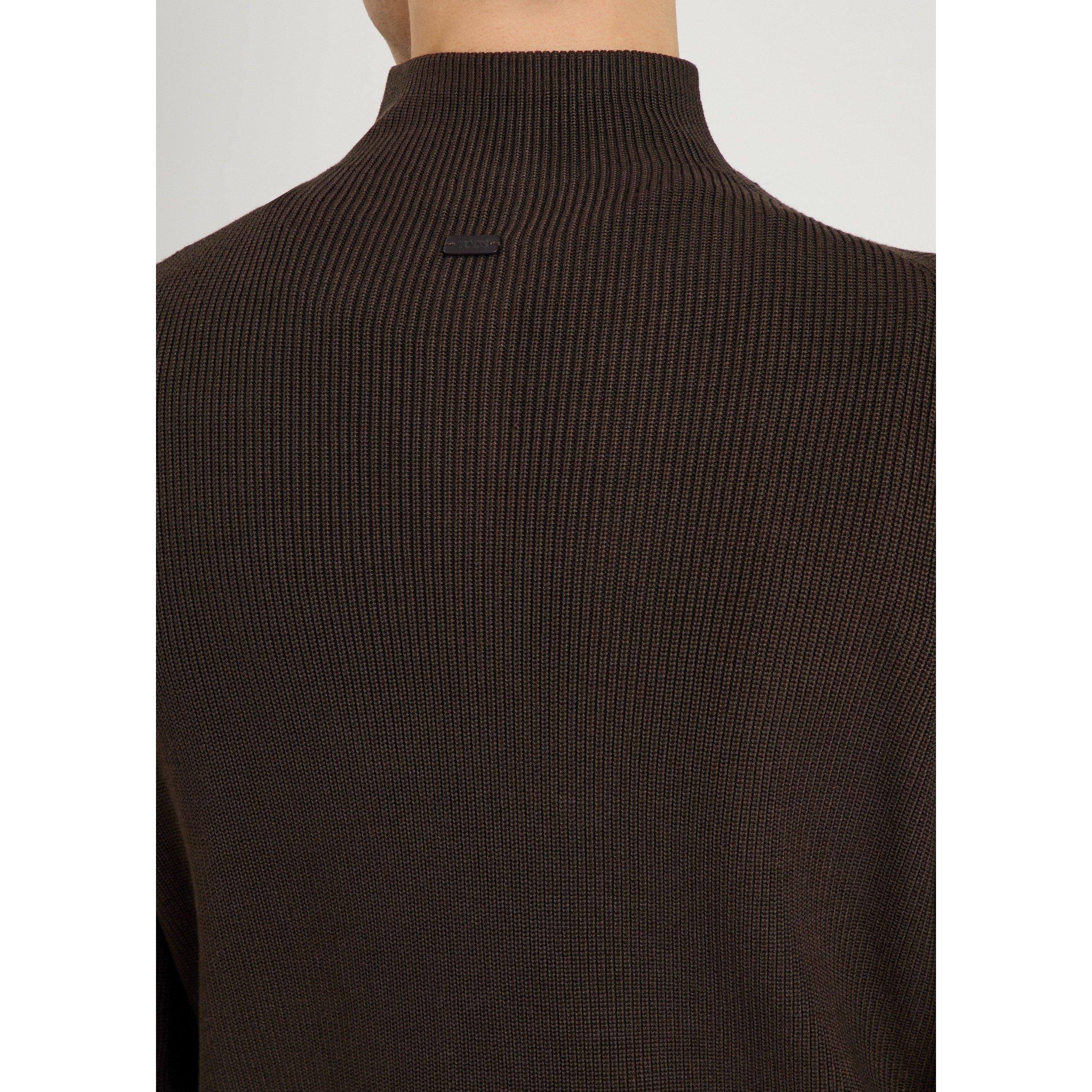 BROWN - Tods - TODS HALF NECK ZIP RIBBED - 4