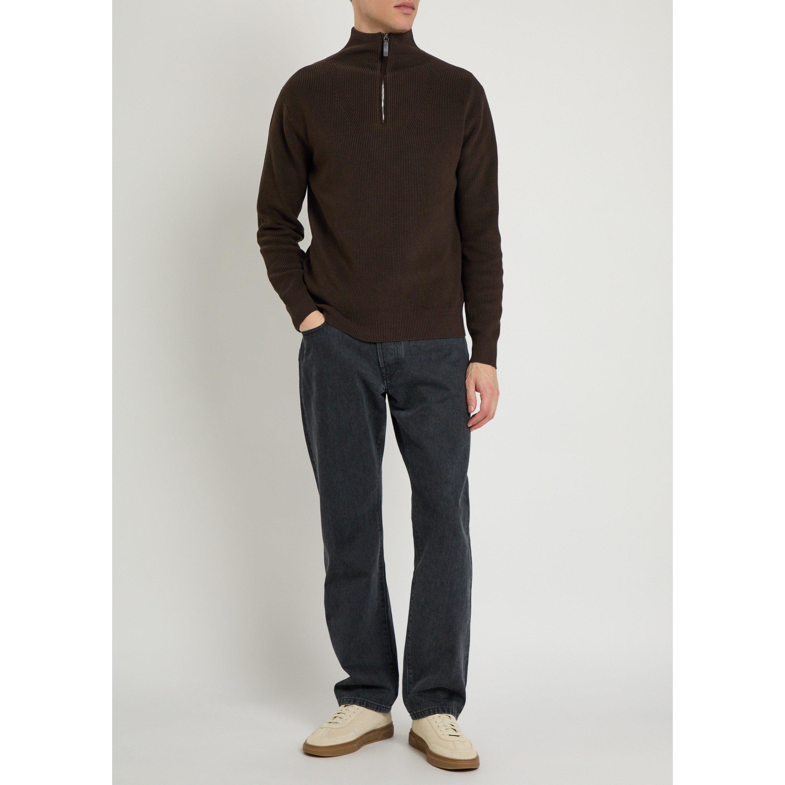 BROWN - Tods - TODS HALF NECK ZIP RIBBED - 5