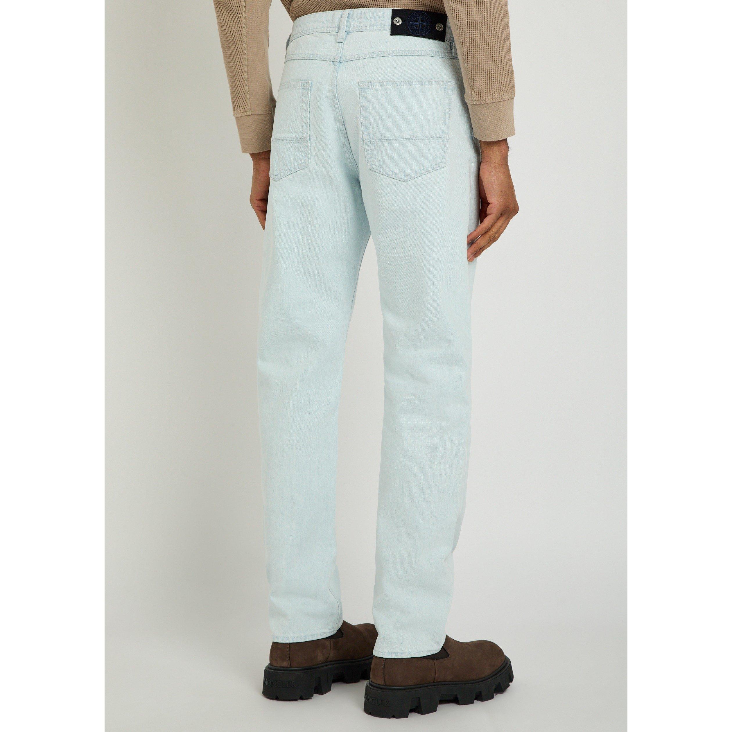 BLUE - Stone Island - Men's Bleach Cotton Tapered Jeans - 3