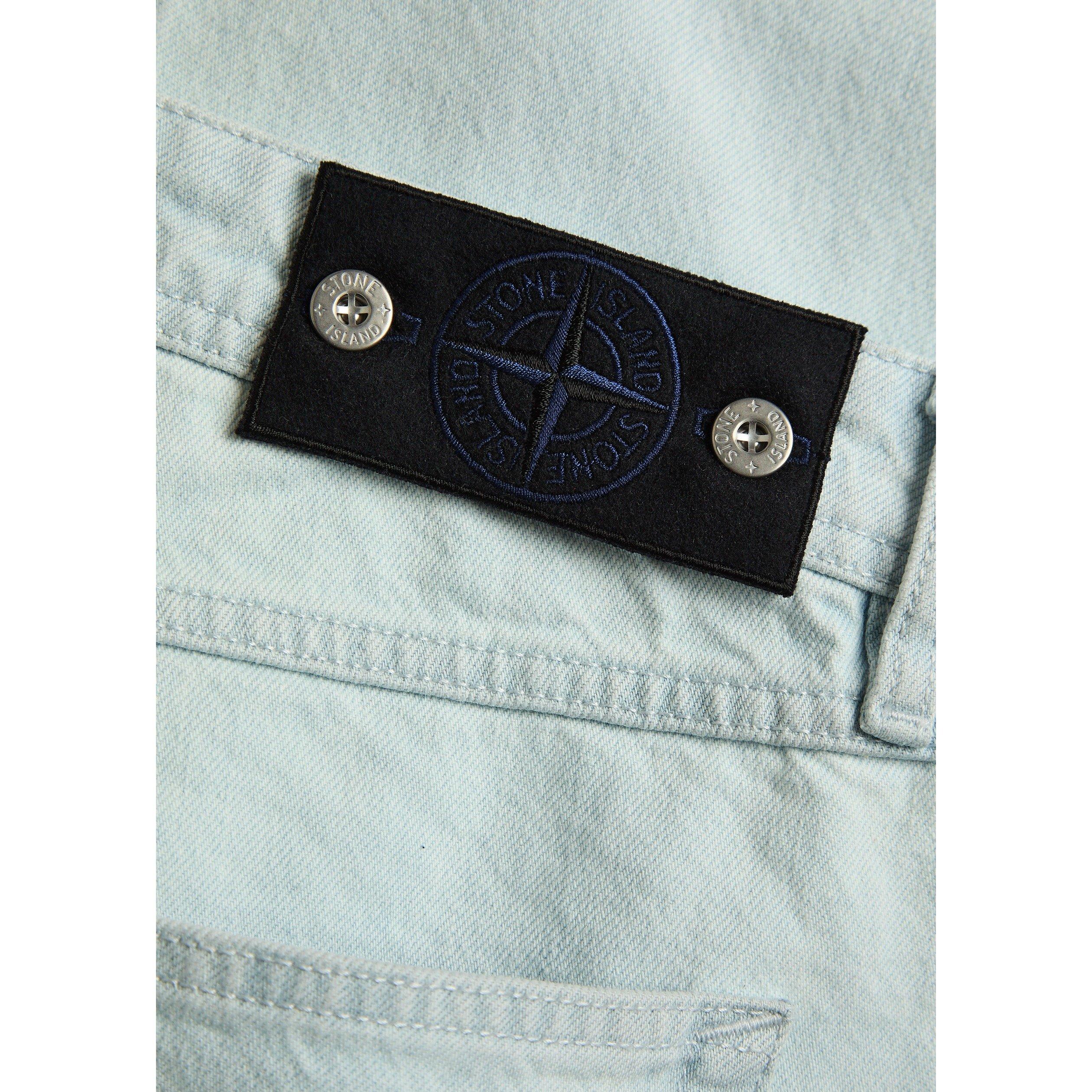 BLUE - Stone Island - Men's Bleach Cotton Tapered Jeans - 4
