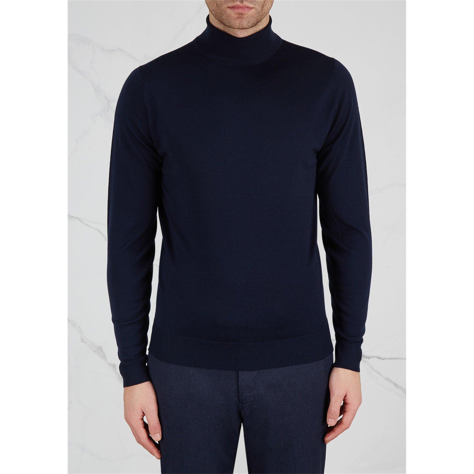 NAVY - John Smedley - Men's Merino Slim-Fit Turtle-Neck Jumper - 2