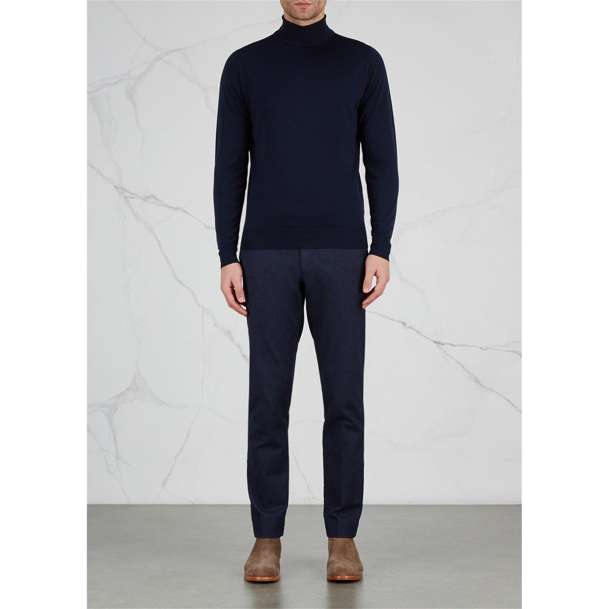 NAVY - John Smedley - Men's Merino Slim-Fit Turtle-Neck Jumper - 5