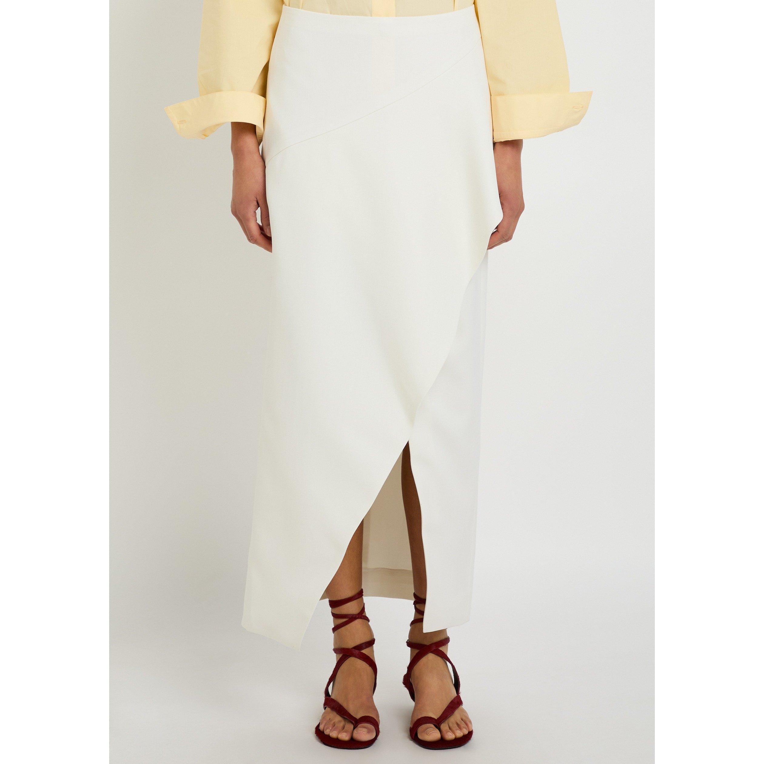 CREAM - Khaite - Women's Jaia Wool Slim-Fit Midi Skirt - 2