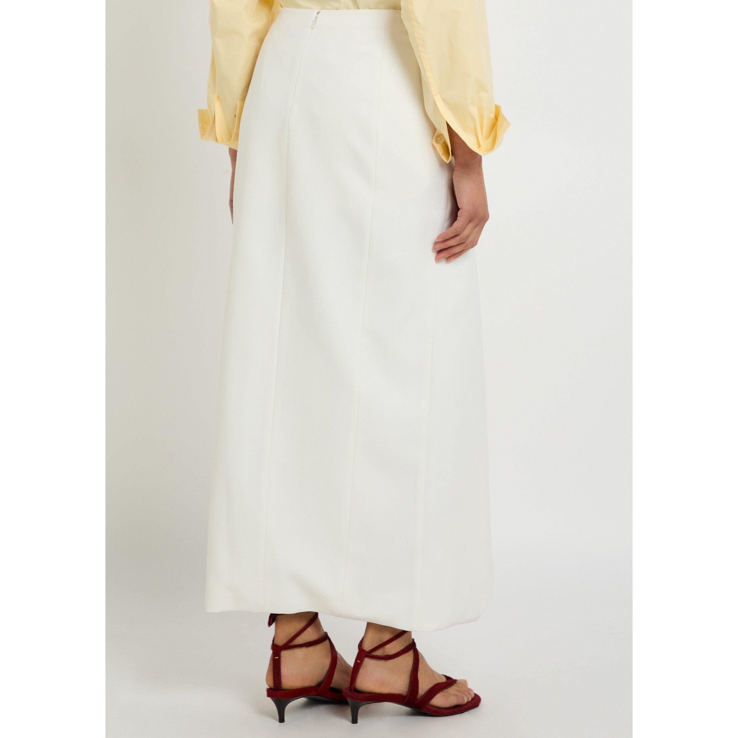 CREAM - Khaite - Women's Jaia Wool Slim-Fit Midi Skirt - 3