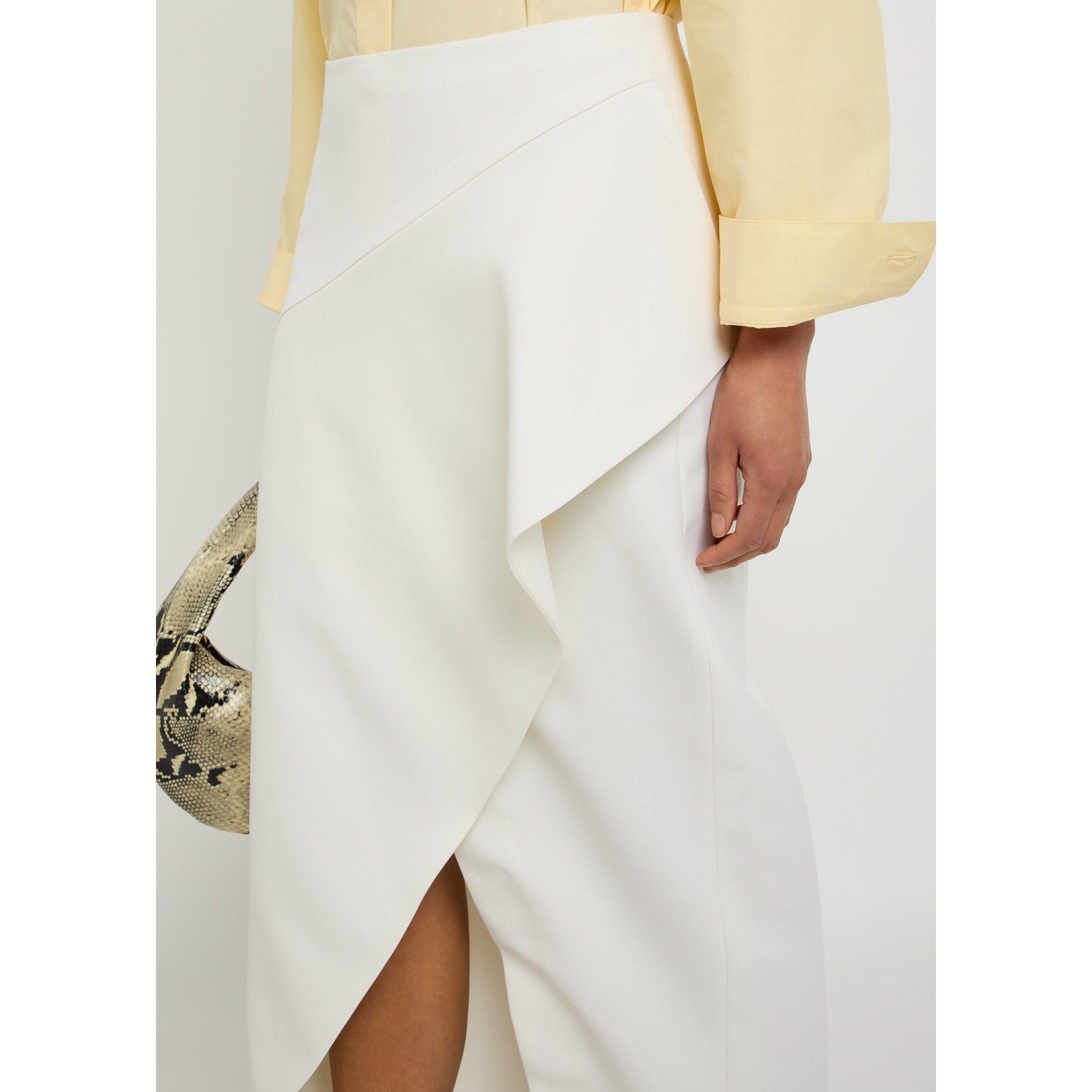 CREAM - Khaite - Women's Jaia Wool Slim-Fit Midi Skirt - 4