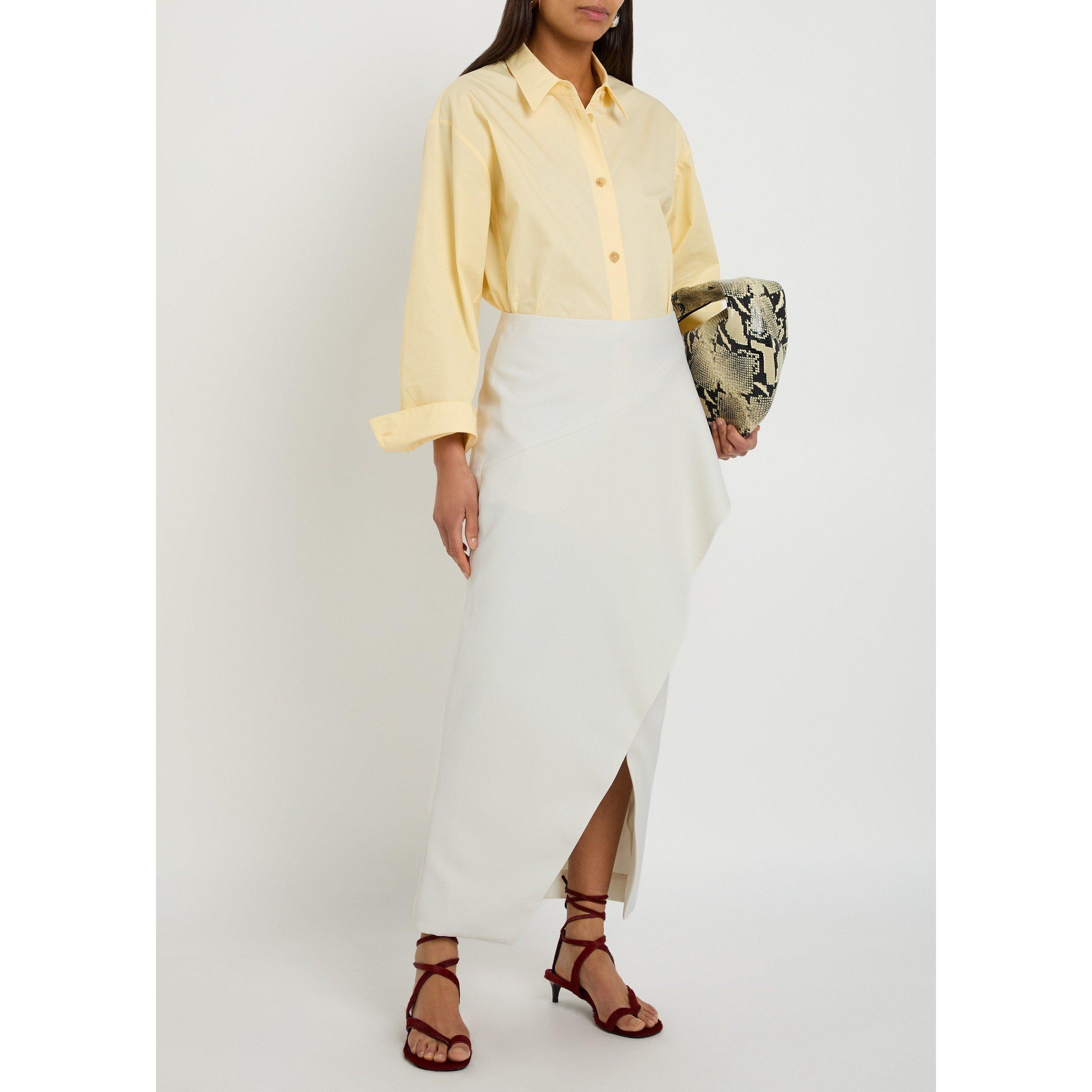 CREAM - Khaite - Women's Jaia Wool Slim-Fit Midi Skirt - 5