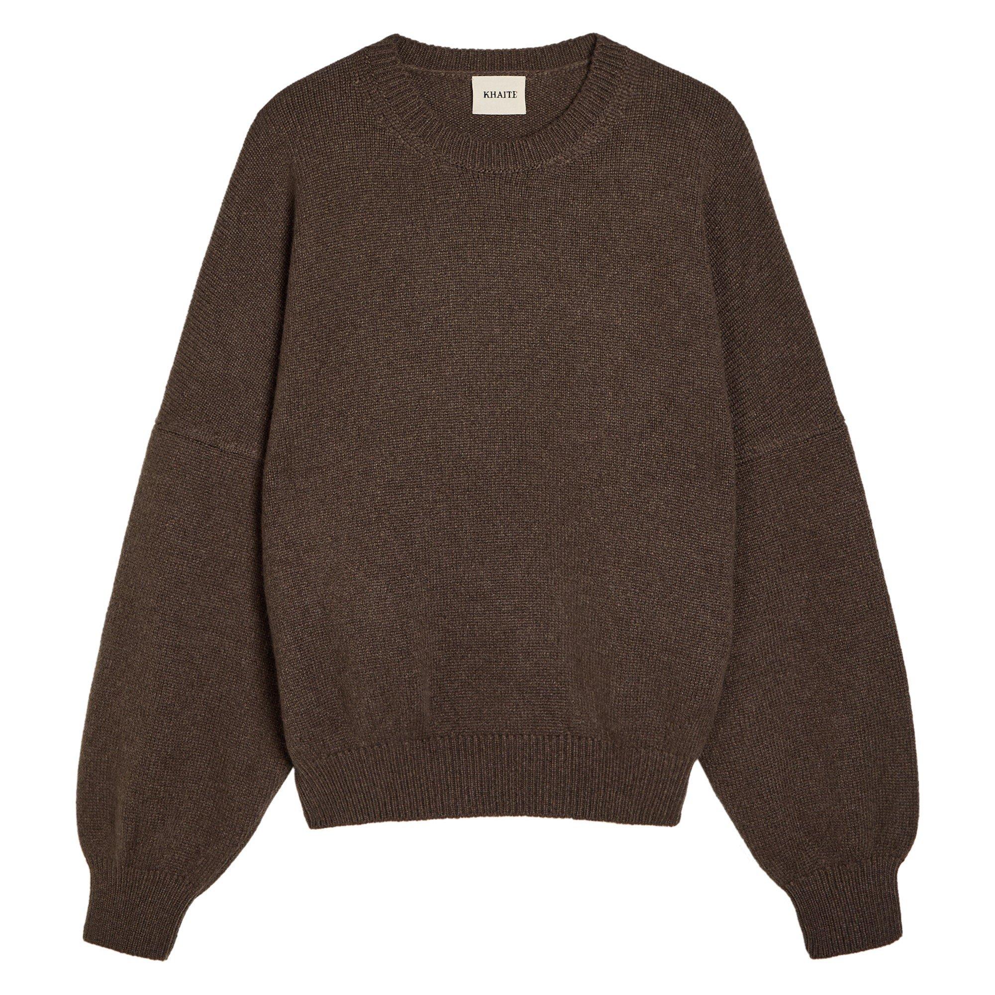 DARK BROWN - Khaite - Women's Margaux Cashmere Oversized-Fit Crew-Neck Jumper - 1