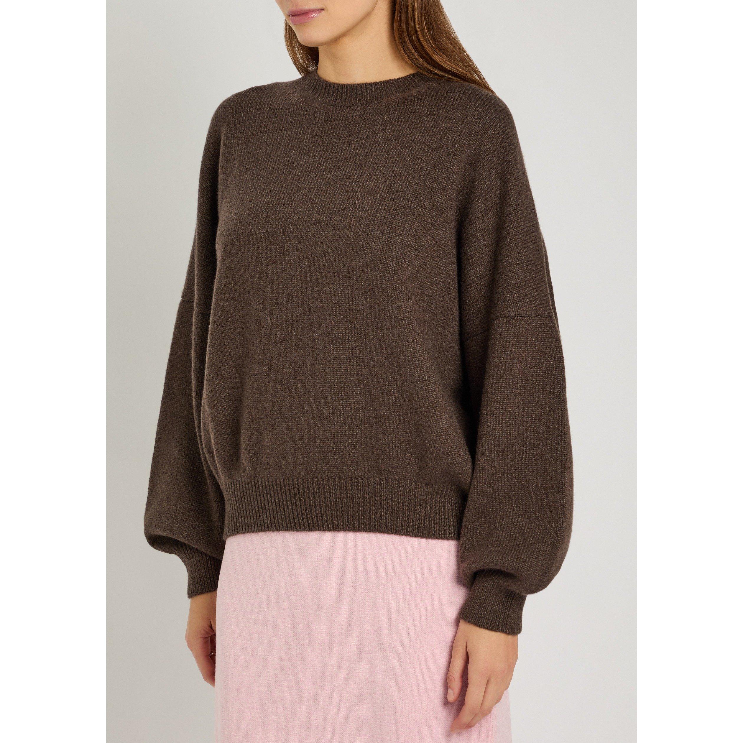 DARK BROWN - Khaite - Women's Margaux Cashmere Oversized-Fit Crew-Neck Jumper - 2