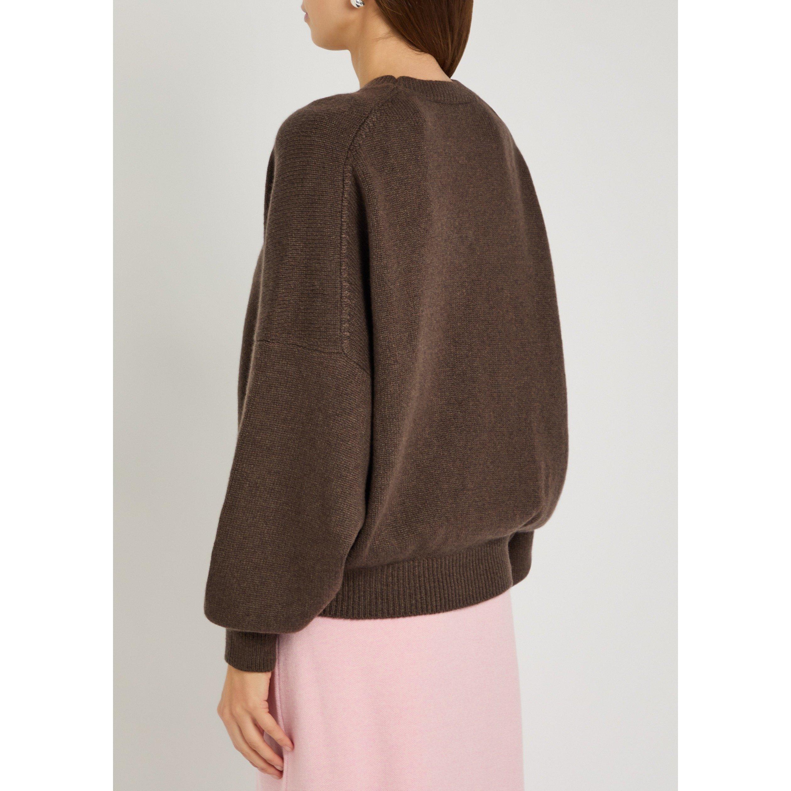 DARK BROWN - Khaite - Women's Margaux Cashmere Oversized-Fit Crew-Neck Jumper - 3