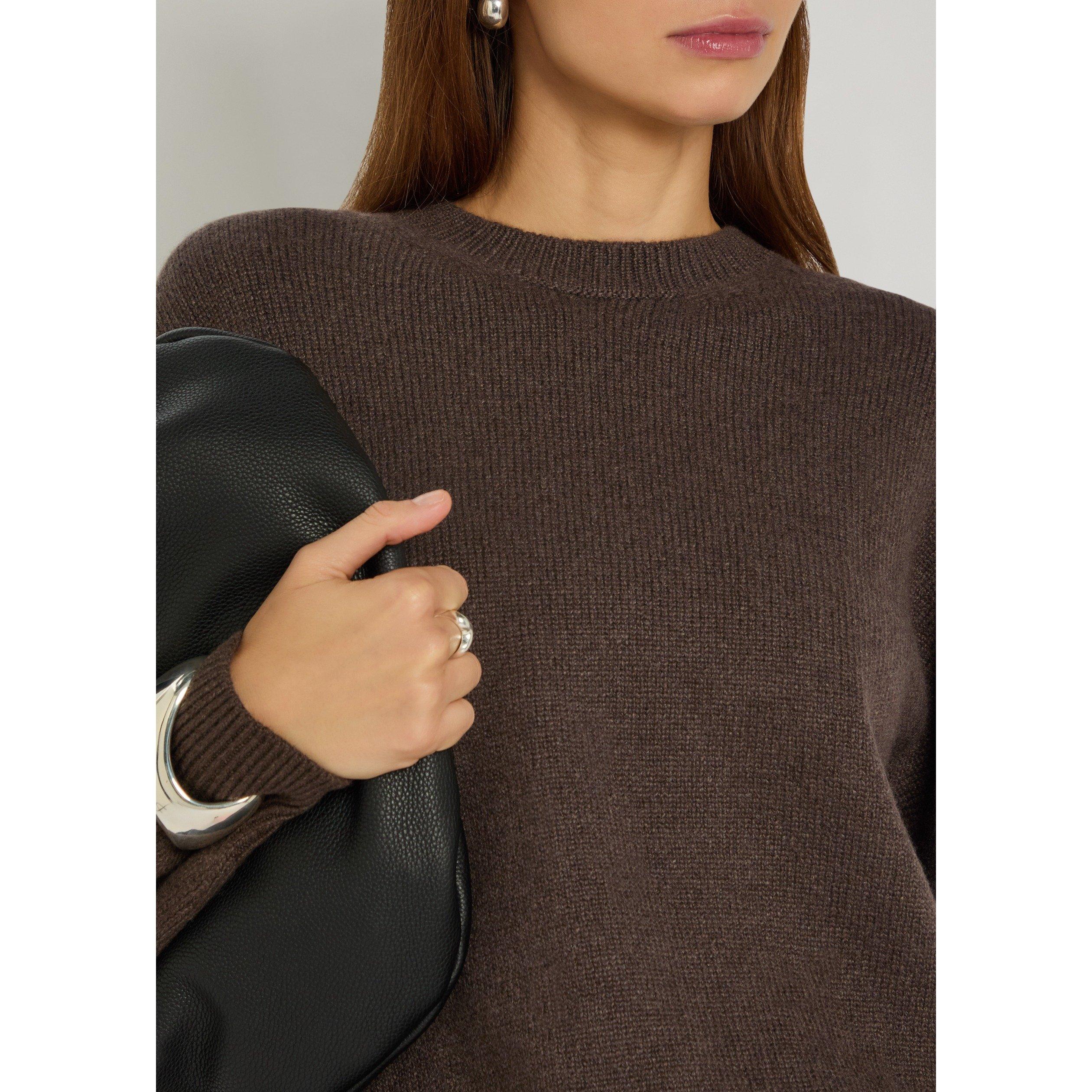 DARK BROWN - Khaite - Women's Margaux Cashmere Oversized-Fit Crew-Neck Jumper - 4