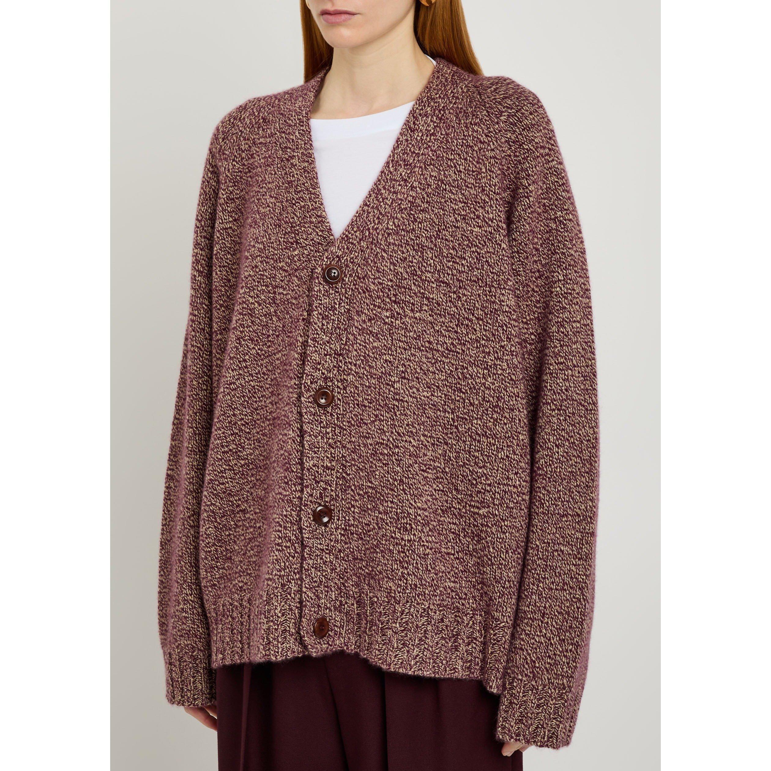 BURGUNDY - The Elder Statesman - KW OAK MARL CARDIGAN - 2